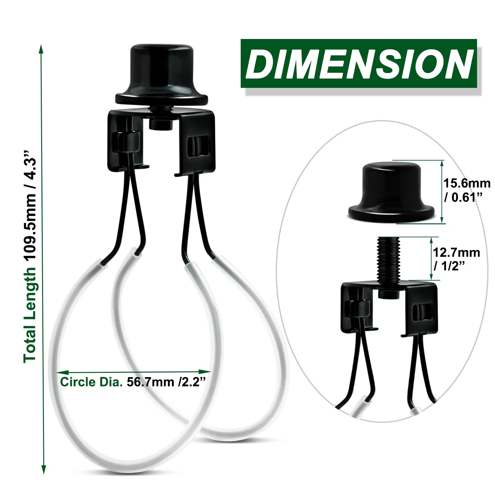 Black Clip-On Lampshade Adapter with Finial & Levellers - 2 Pack | Secure Lamp Shade Holder for Table & Floor Lamps | Perfect for Living Room, Bedroom & Office Lighting Decor