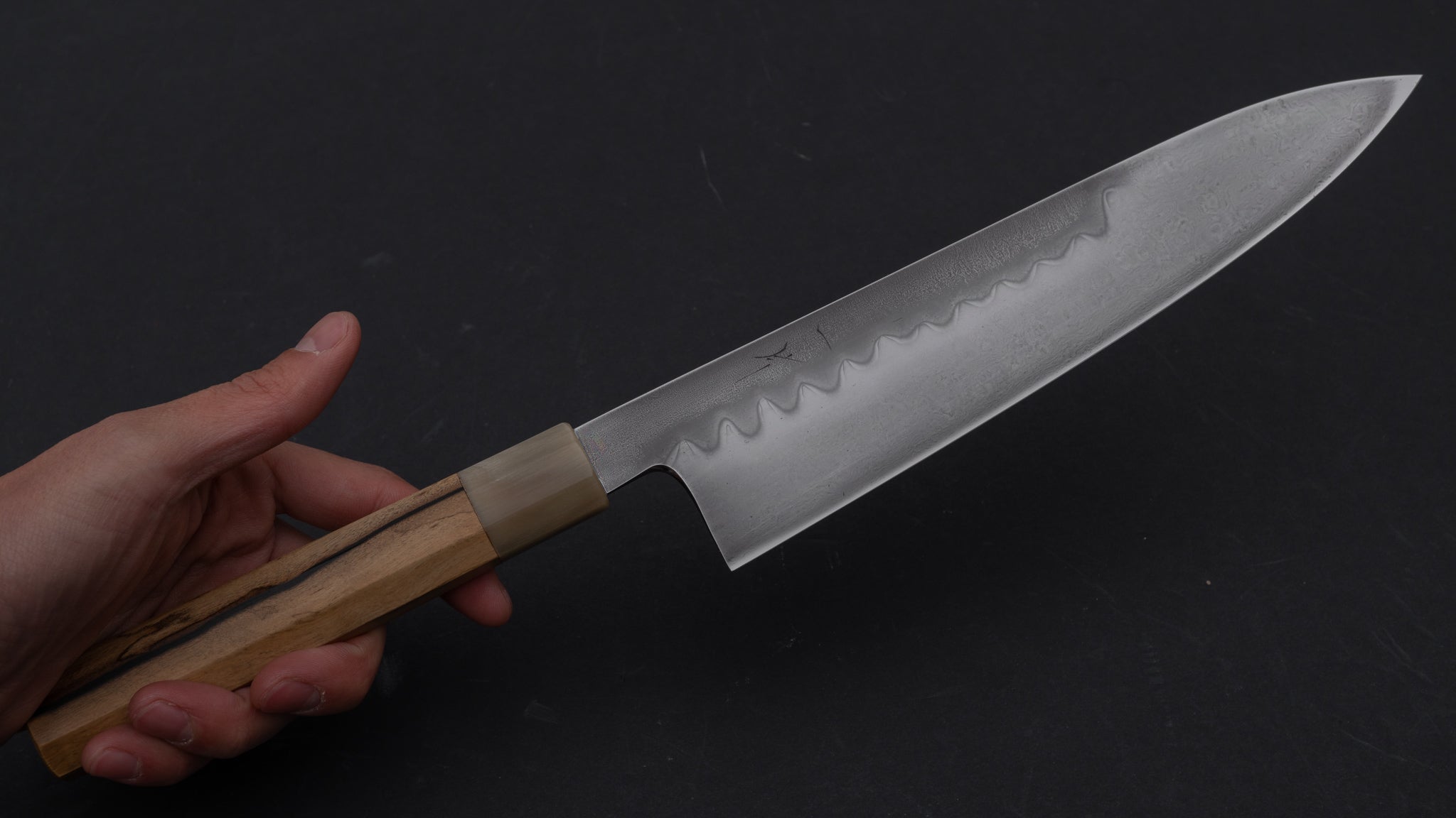 Hitohira Togashi Yohei White #1 Mizu Honyaki Gyuto 240mm Japanese Chef Knife - Kurokaki Persimmon Handle (#008/White Handle with Saya) - Perfect for Sushi, Sashimi & Precision Cutting