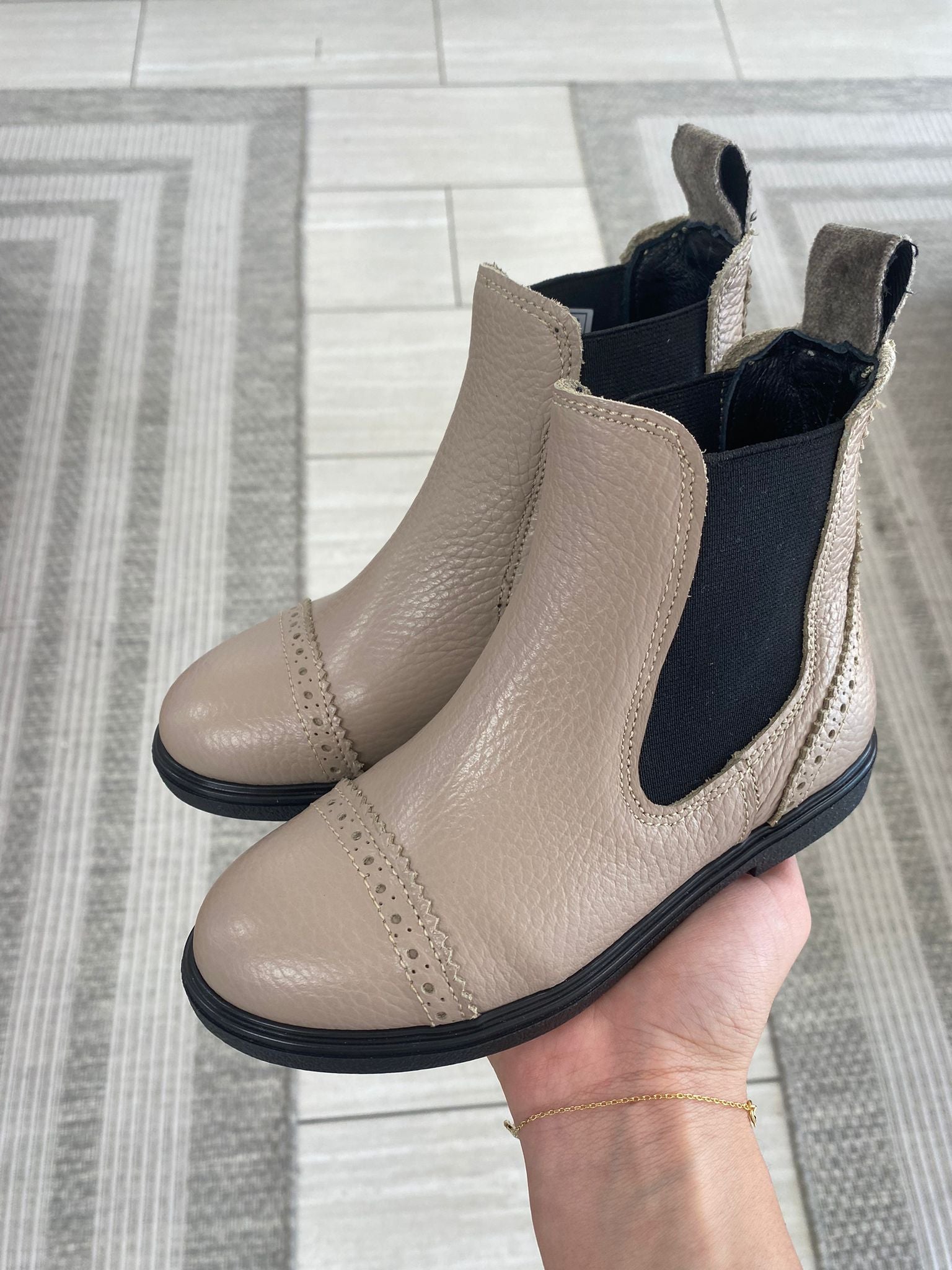 Blublonc Taupe Captoe Elastic Bootie - Comfortable Women's Ankle Boots for Fall & Winter | Perfect for Office, Casual Outfits & Date Nights