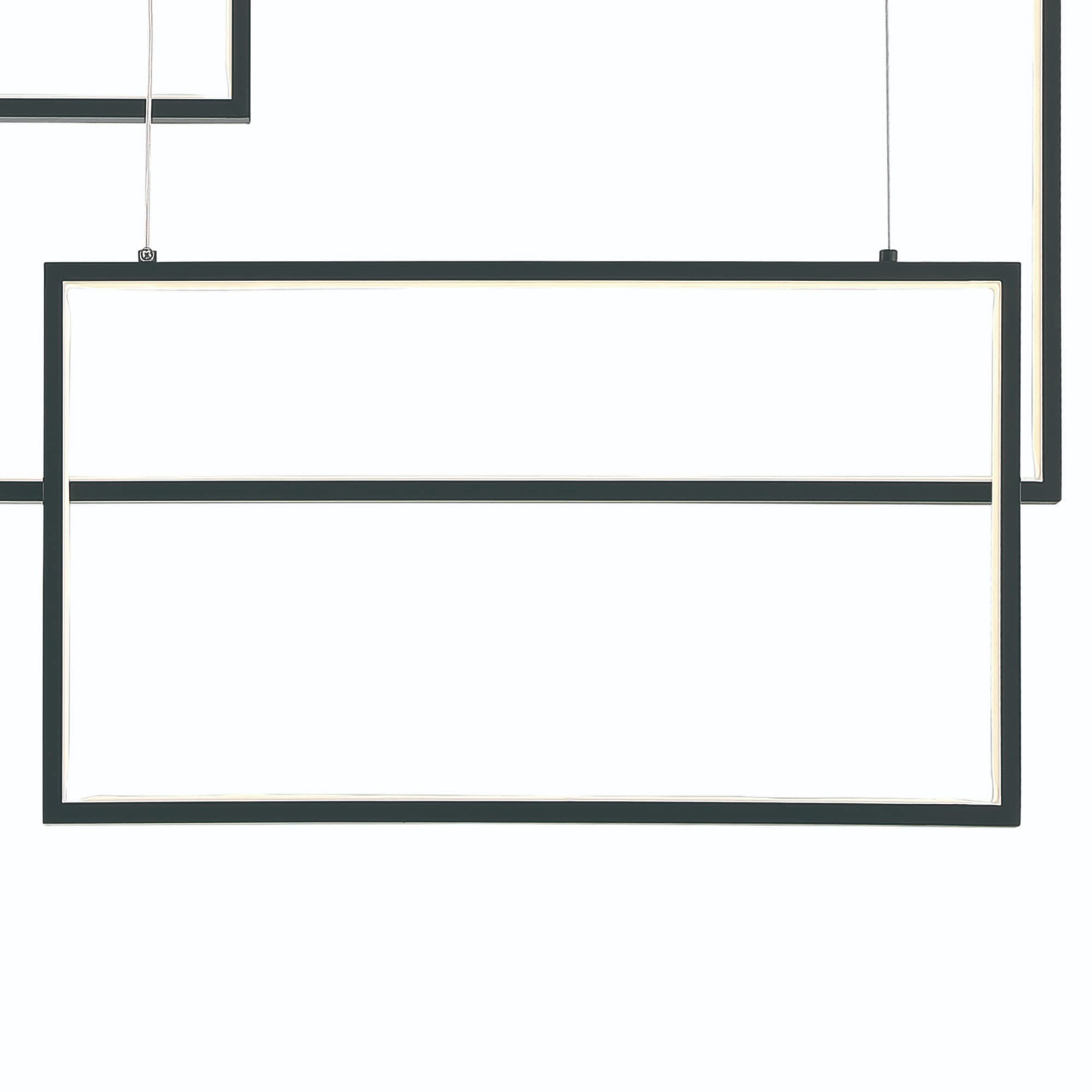 Vanity Art 3-Light Geometric LED Chandelier - Modern Square Ceiling Light Fixture for Kitchen, Dining Room, Living Room & Bedroom | Energy-Efficient Hanging Light in Black (SYLED2013-BK) | Perfect for Contemporary Home Decor & Ambient Lighting