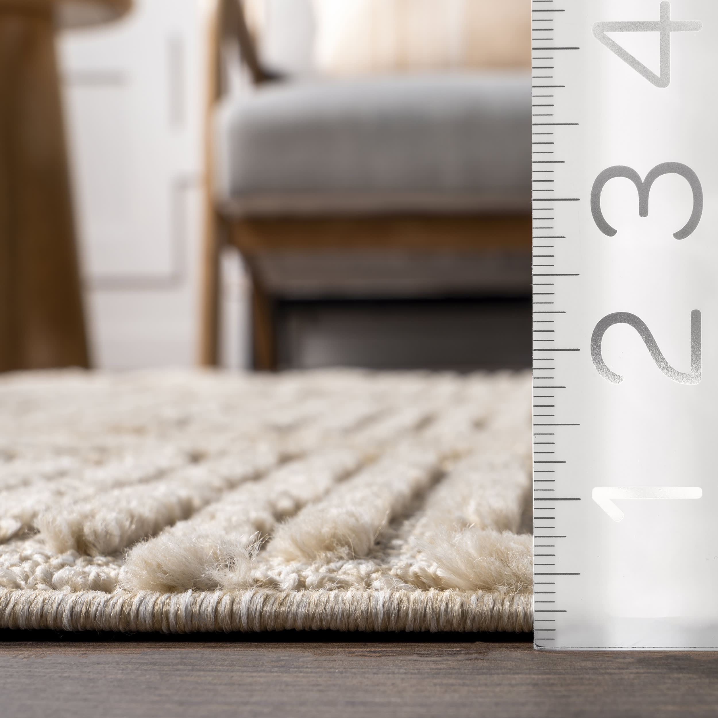 Balboa Textured Tile Rug - Soft & Durable Beige Area Rug for Living Room, Bedroom, or Office | Non-Slip Backing & Easy to Clean