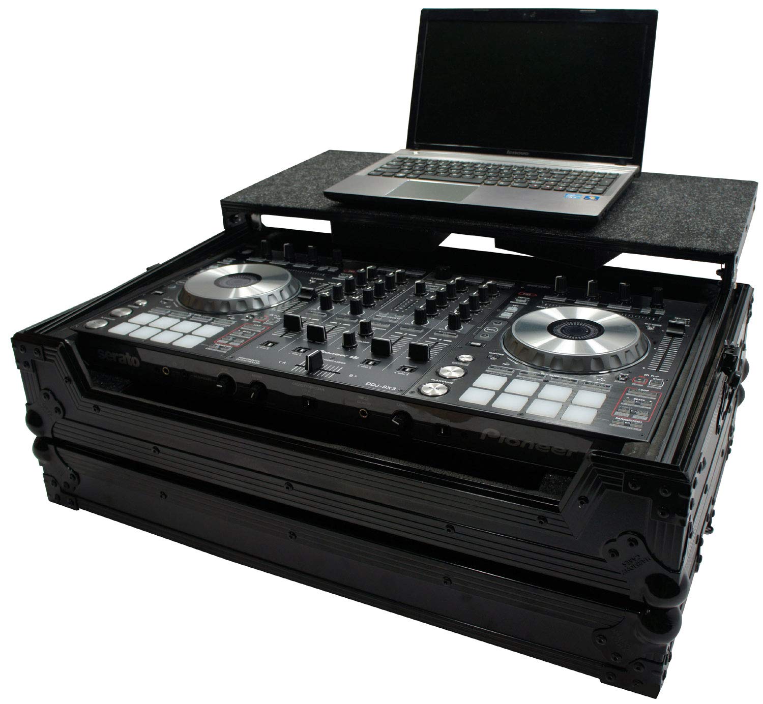 Harmony Audio HCDDJSXLTBK Flight Glide Laptop Stand DJ Case for Pioneer DDJ-SX2 - Portable DJ Equipment for Live Performances & Studio Mixing