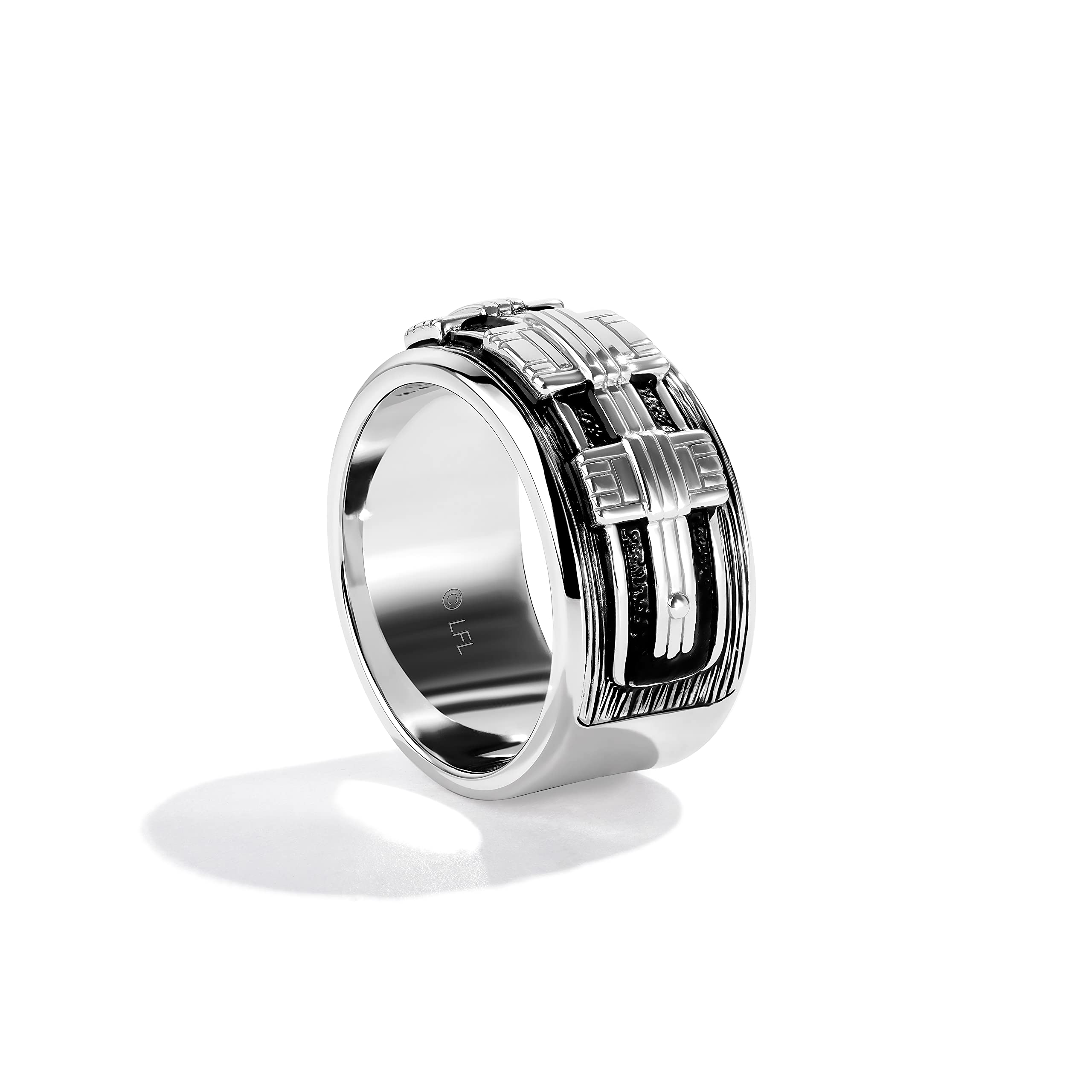 Jewelili Star Wars™ Men's The Wookie Ring - Silver & Black Rhodium Band | Official Star Wars Jewelry Gift for Men | Premium Gift Box Included | Perfect for Cosplay, Collectors & Sci-Fi Fans