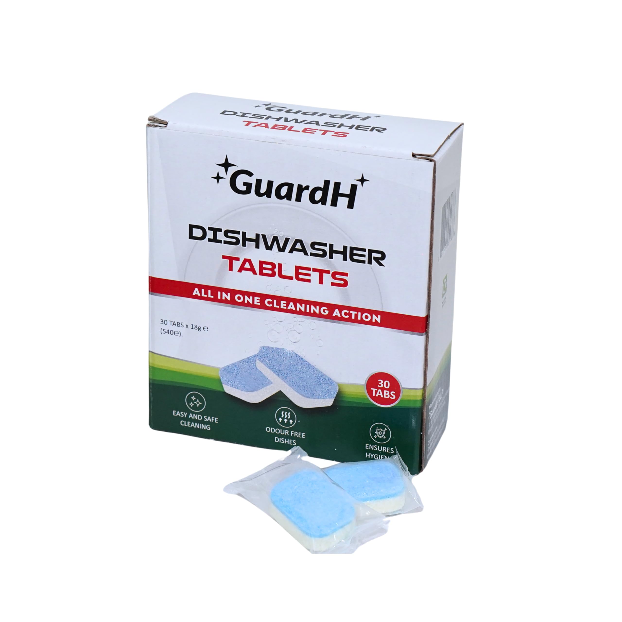 GuardH Dishwasher Detergent Tablets - 30 Count, Powerful Cleaning for Sparkling Dishes | Ideal for Daily Dishwashing, Pots, Pans & Glassware