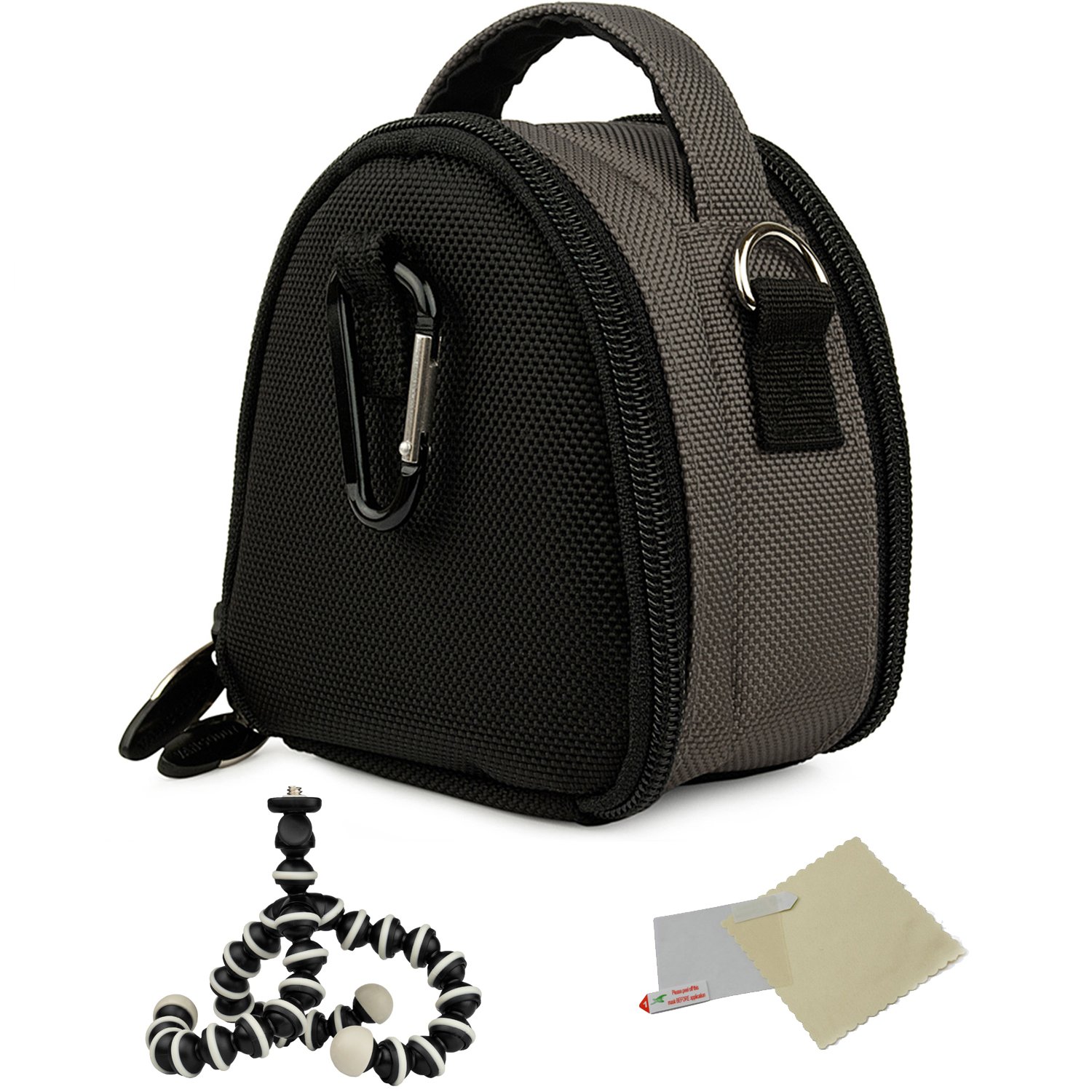 Compact Travel Shoulder Bag Case for Canon PowerShot IXUS/ELPH/HS/IXY Digital Camera - Includes Screen Protector & Mini Tripod - Perfect for Vacation, Hiking & Everyday Photography (Steel Gray)