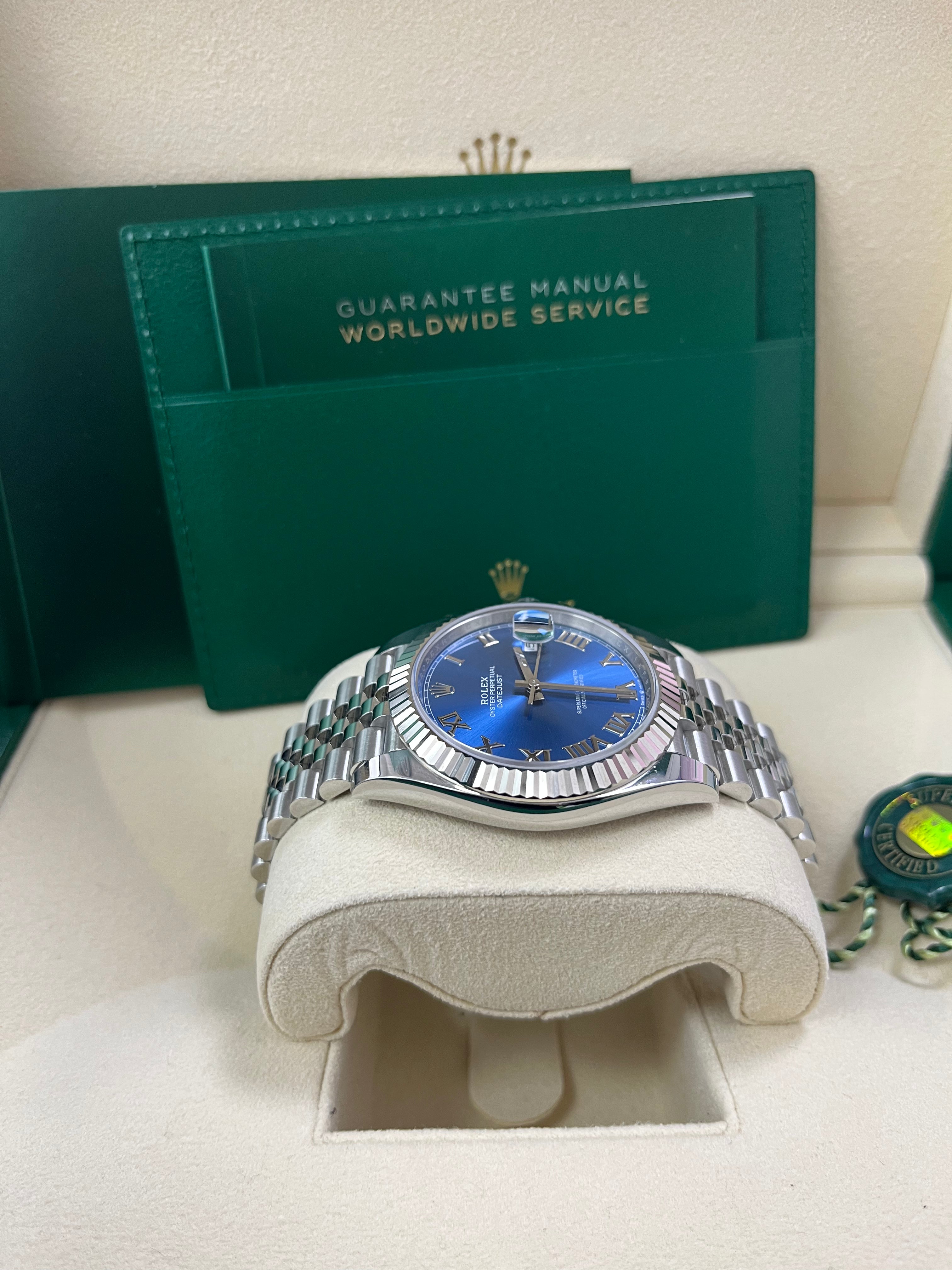 Rolex Datejust 41 Two Tone White Gold & Steel Watch - Blue Roman Dial, Fluted Bezel (Ref# 126334) | Luxury Dress Watch for Men, Business & Formal Occasions