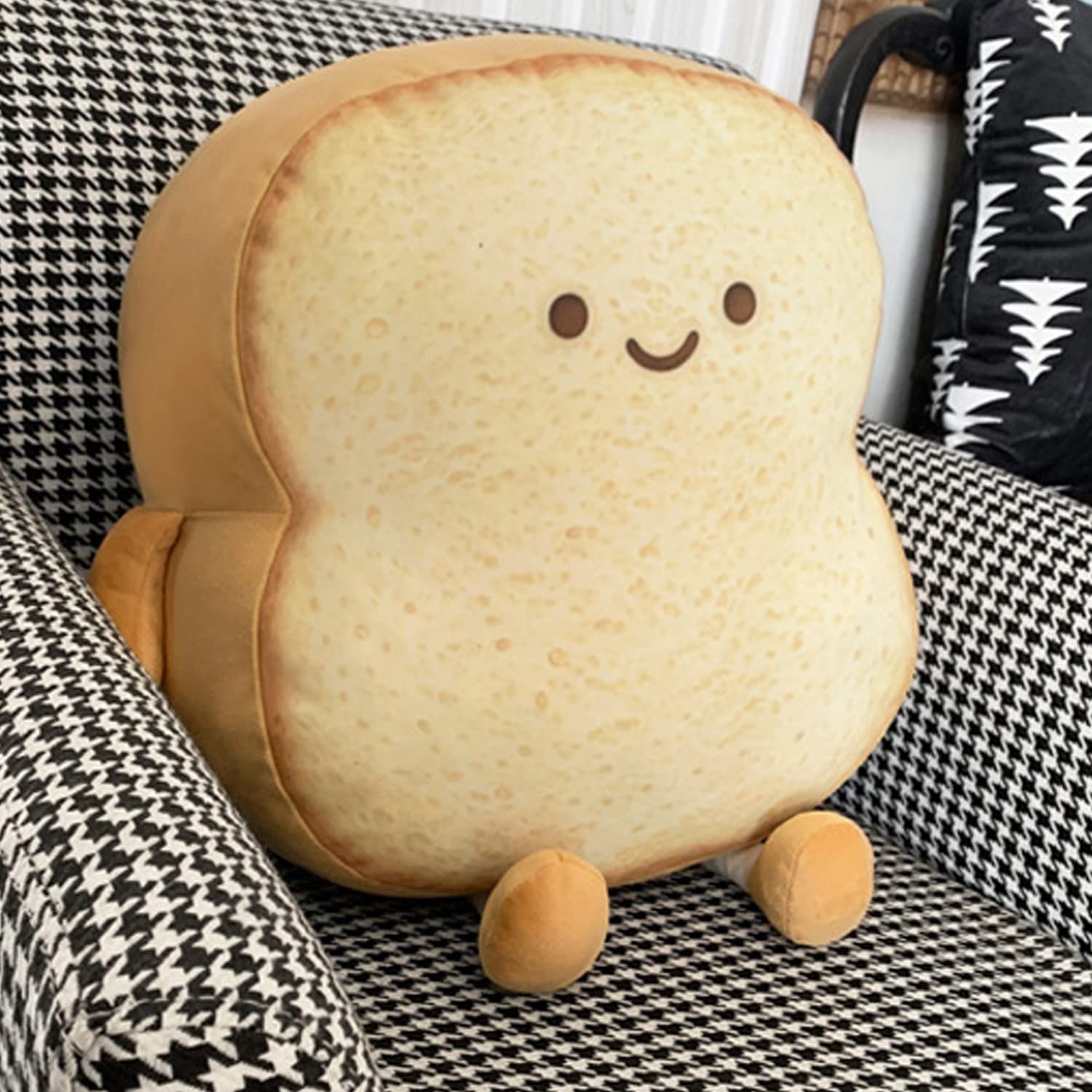 Soft Toast Bread Plush Pillow - Cute Sliced Bread Shaped Cushion with Facial Expression, Comfortable Stuffed Toy for Kids & Adults, Perfect Gift for Home, Bedroom Decor (Large) - Great for Sofa Lounging, Nap Time, and Cozy Home Decor