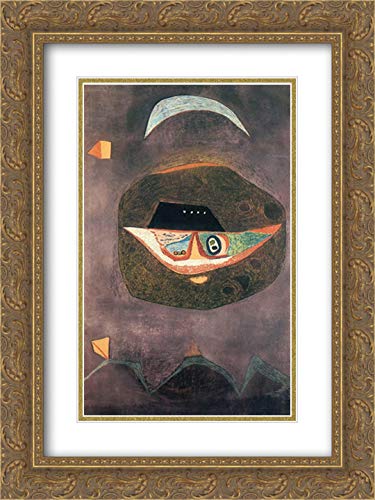 Vajda Lajos Moon Mask Art Print - 18x24 Inch Gold Ornate Frame with Double Matting, Museum Quality Wall Decor for Living Room, Bedroom or Office