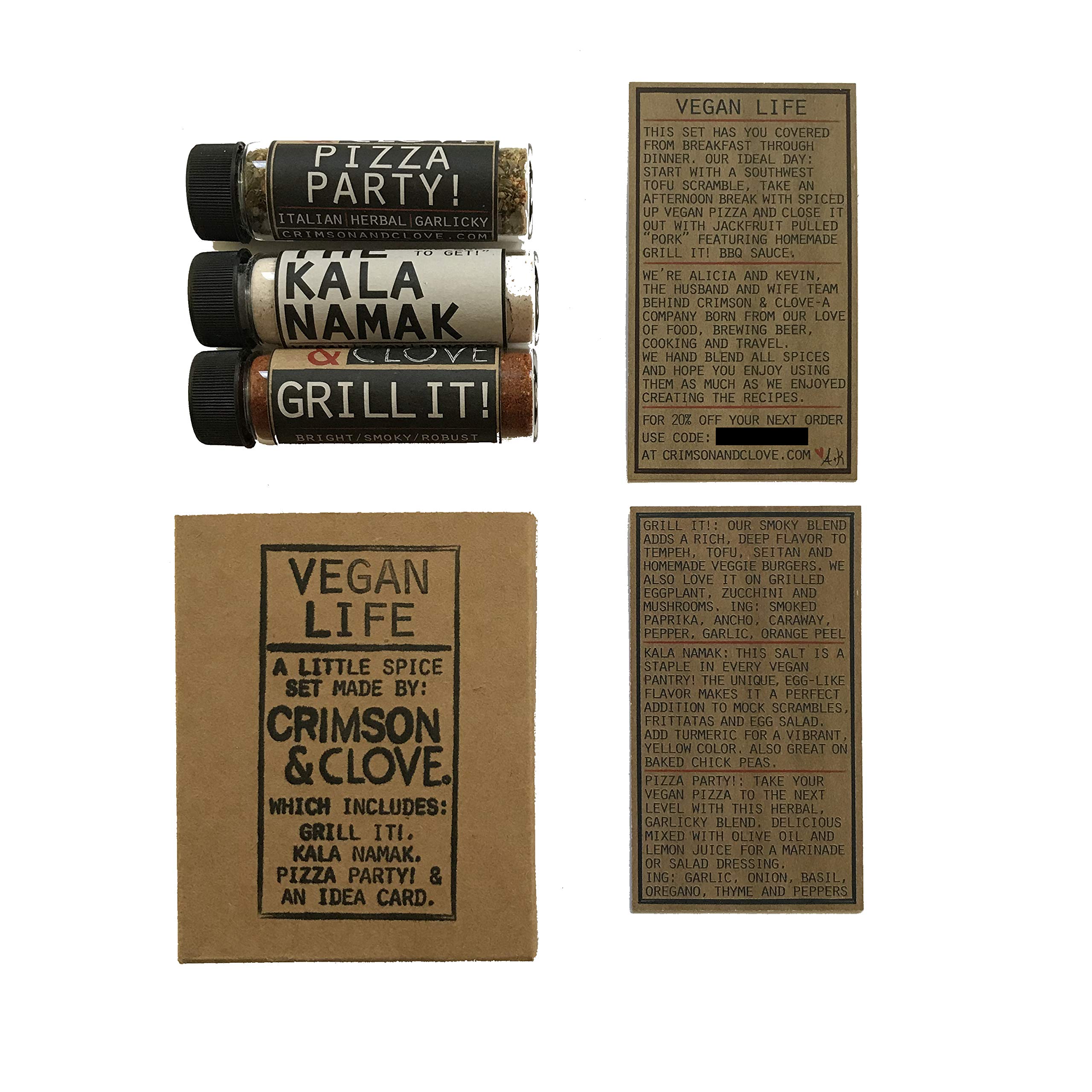 Vegan Life Gift Set - Kala Namak, Pizza Party & Grill It Spice Blends | Perfect for Plant-Based Cooking, Gifts & Vegan Lifestyle
