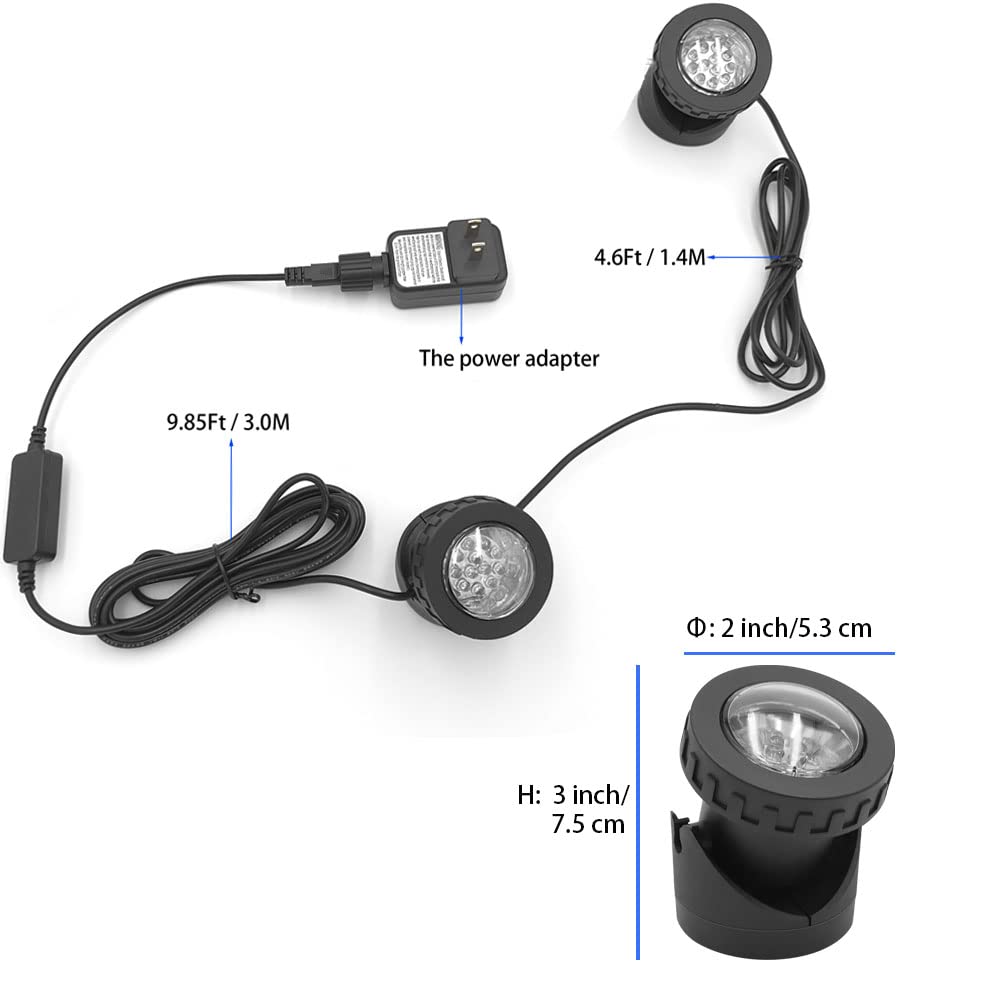 RGB Waterproof Pond Lights with Timer - IP68 Outdoor Landscape Lighting, Dimmable Fountain Lights for Garden, Fish Tank & Pond (3-Pack) | Perfect for Backyard Decor, Pool Parties & Nighttime Ambiance