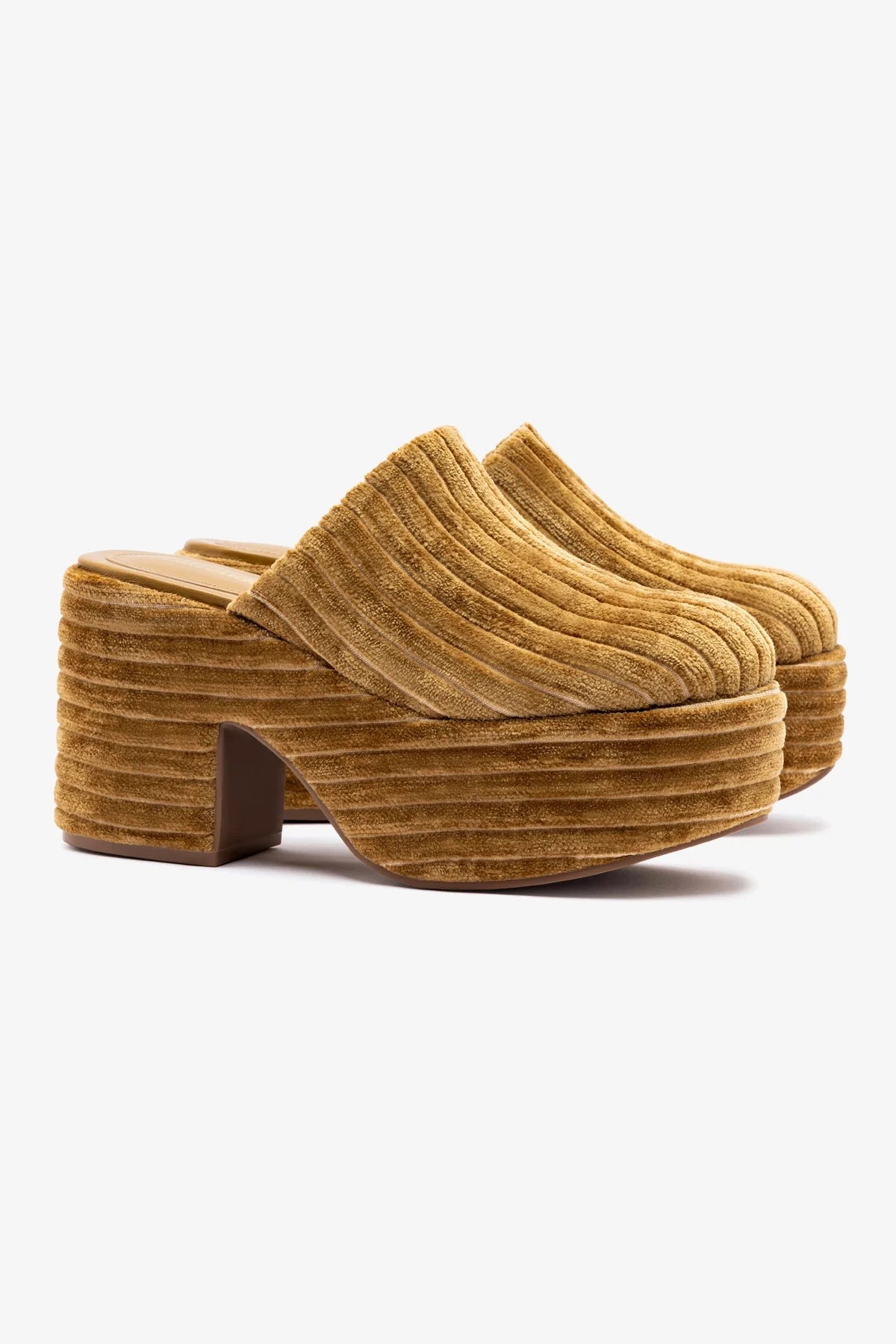 Miso Platform Clog Shoes - Women's Comfort Slip-On Clogs in Soft Latte Velvet for Home, Office & Casual Wear