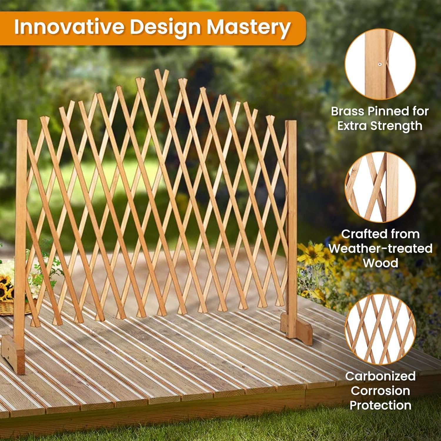 Expandable Wooden Lattice Fence - Willow Garden Trellis for Climbing Plants, Outdoor Décor & Yard Screening | Lightweight Decorative Screen for Vines, Flowers & Home Gardens | Perfect for Backyard, Patio & Landscape Design