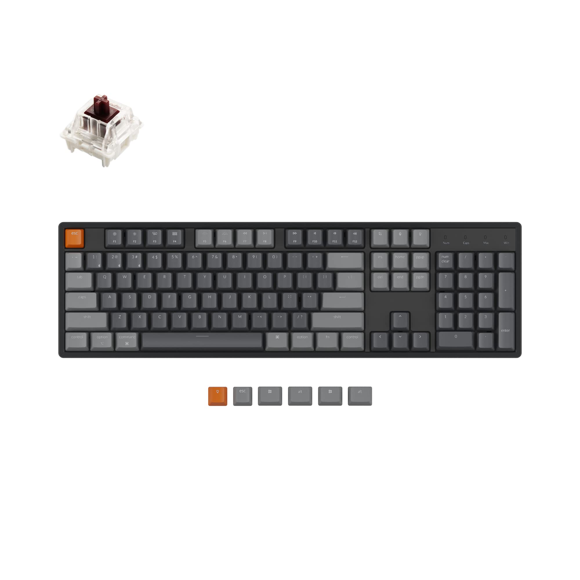Keychron K10 Full Size 104-Key Bluetooth & USB Wired Mechanical Keyboard for Mac/Windows - Gateron G Pro Brown Switch, RGB Backlight, Aluminum Frame | Ideal for Gaming, Programming & Office Work