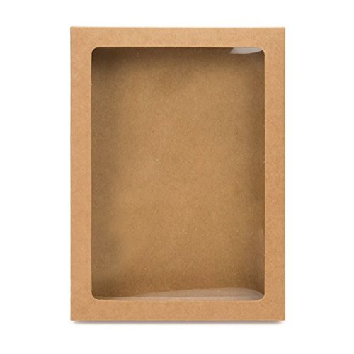 Kraft Paper Window Gift Box with PET Sheet - 5x7x8 for Stationery & Cosmetics - 25 Pack