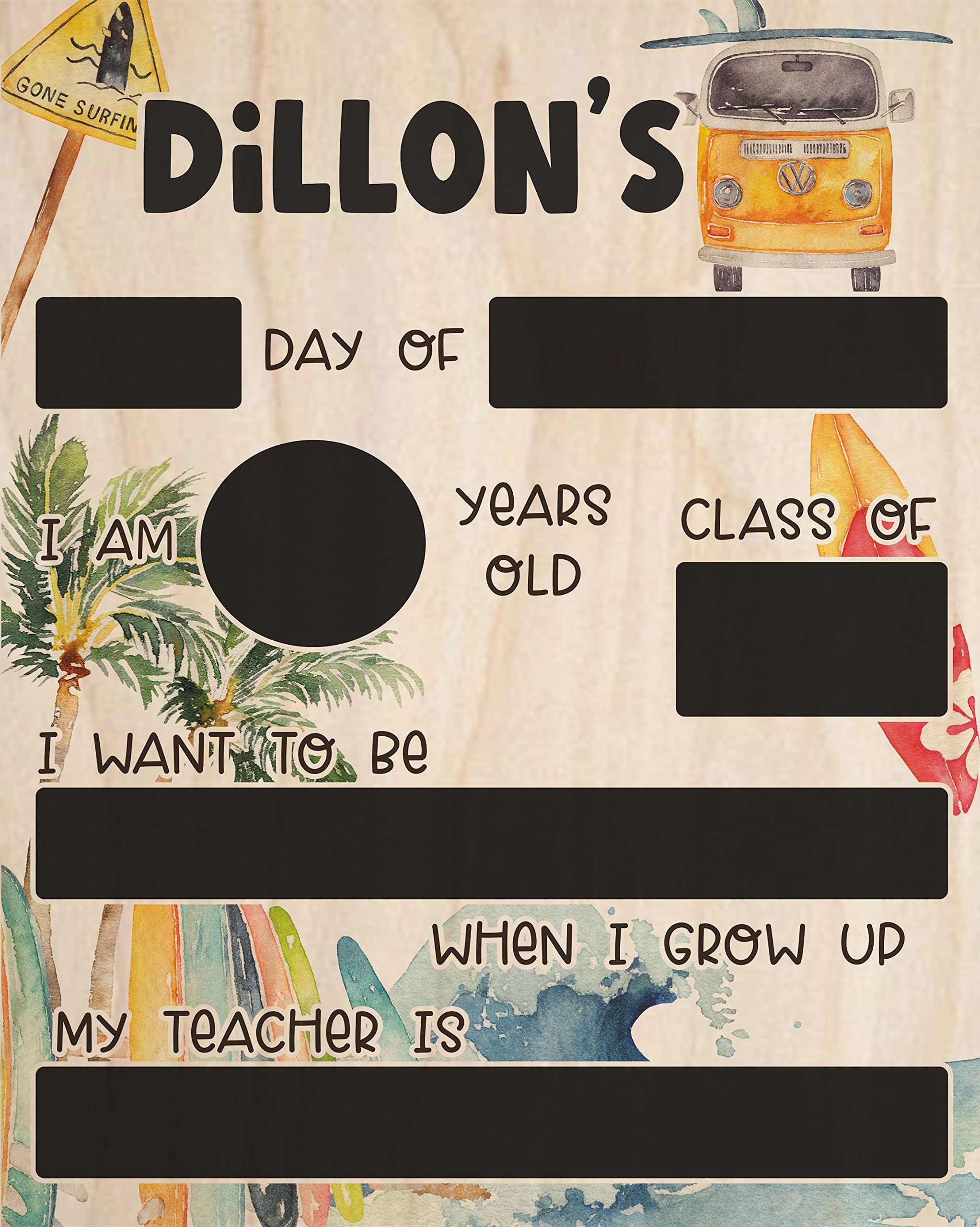 Personalized First Day of School Chalkboard Sign - Reusable Back to School Board for Kindergarten & Preschool - Perfect for 1st Day Photos, Classroom Decor & Memory Keepsakes