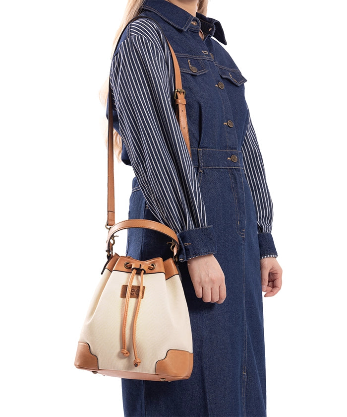 Lee Women's Denim Canvas Crossbody Bucket Bag - Stylish & Durable Shoulder Purse for Everyday Use, Travel & Shopping