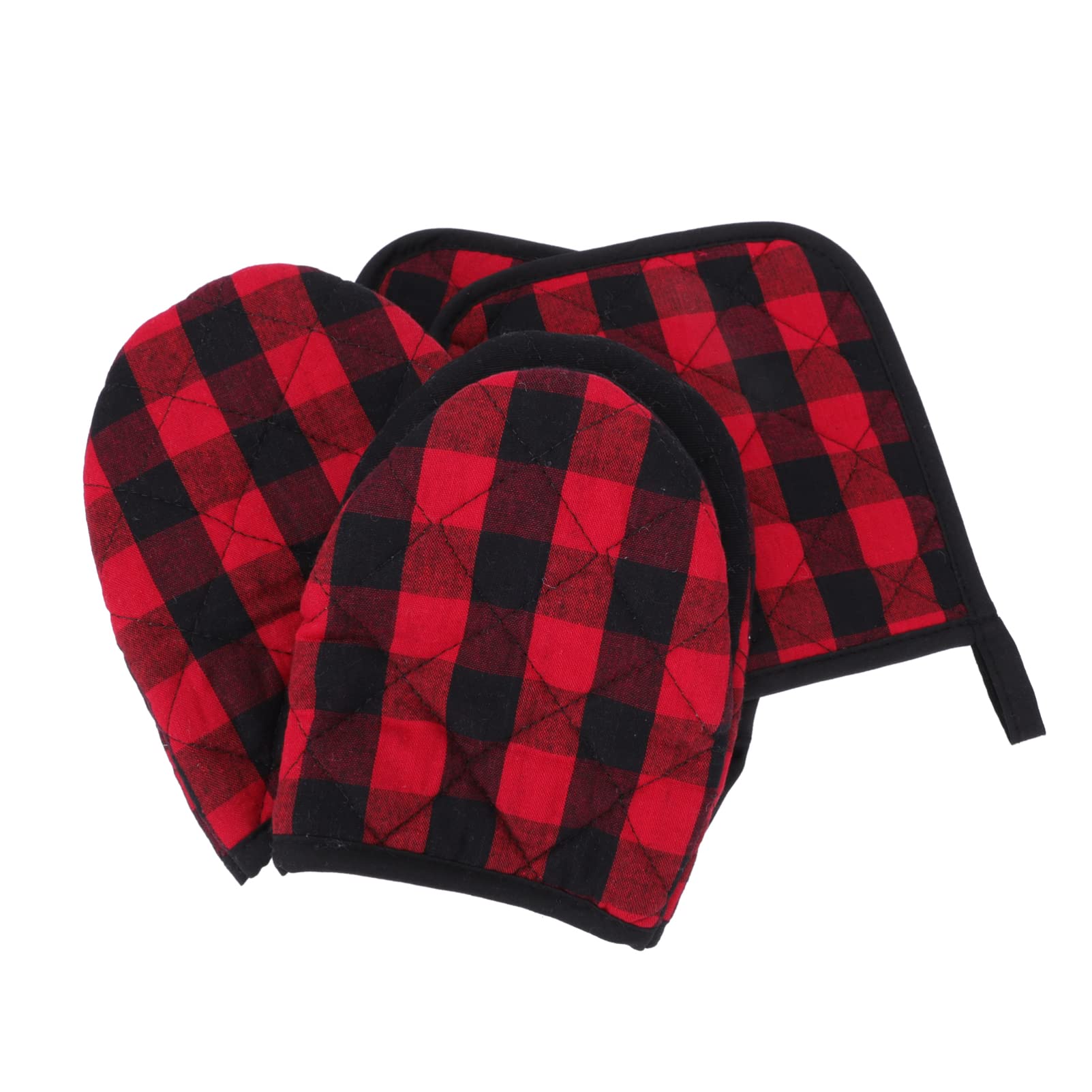 Amosfun 1 Set Cotton Heat Resistant Pot Holders & Hot Pan Holders - Kitchen Mittens for Cooking, Baking, Grilling - Perfect for Oven, Stovetop & Serving Hot Dishes