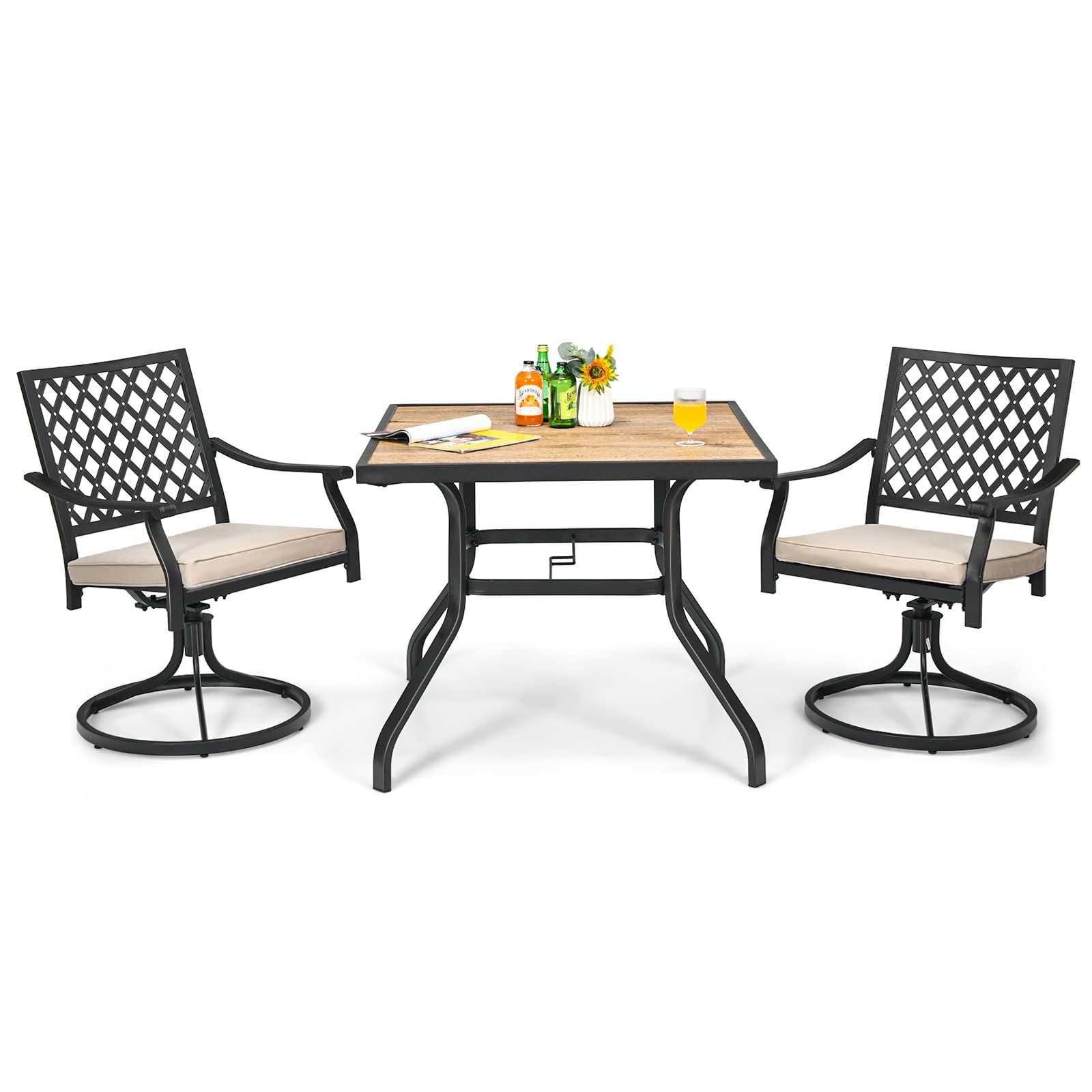 Giantex Outdoor Square Bistro Table - Rustproof Steel Frame Patio Dining Table for Yard, Porch & Deck - Easy Assembly Garden Furniture for BBQ, Picnic & Outdoor Entertaining
