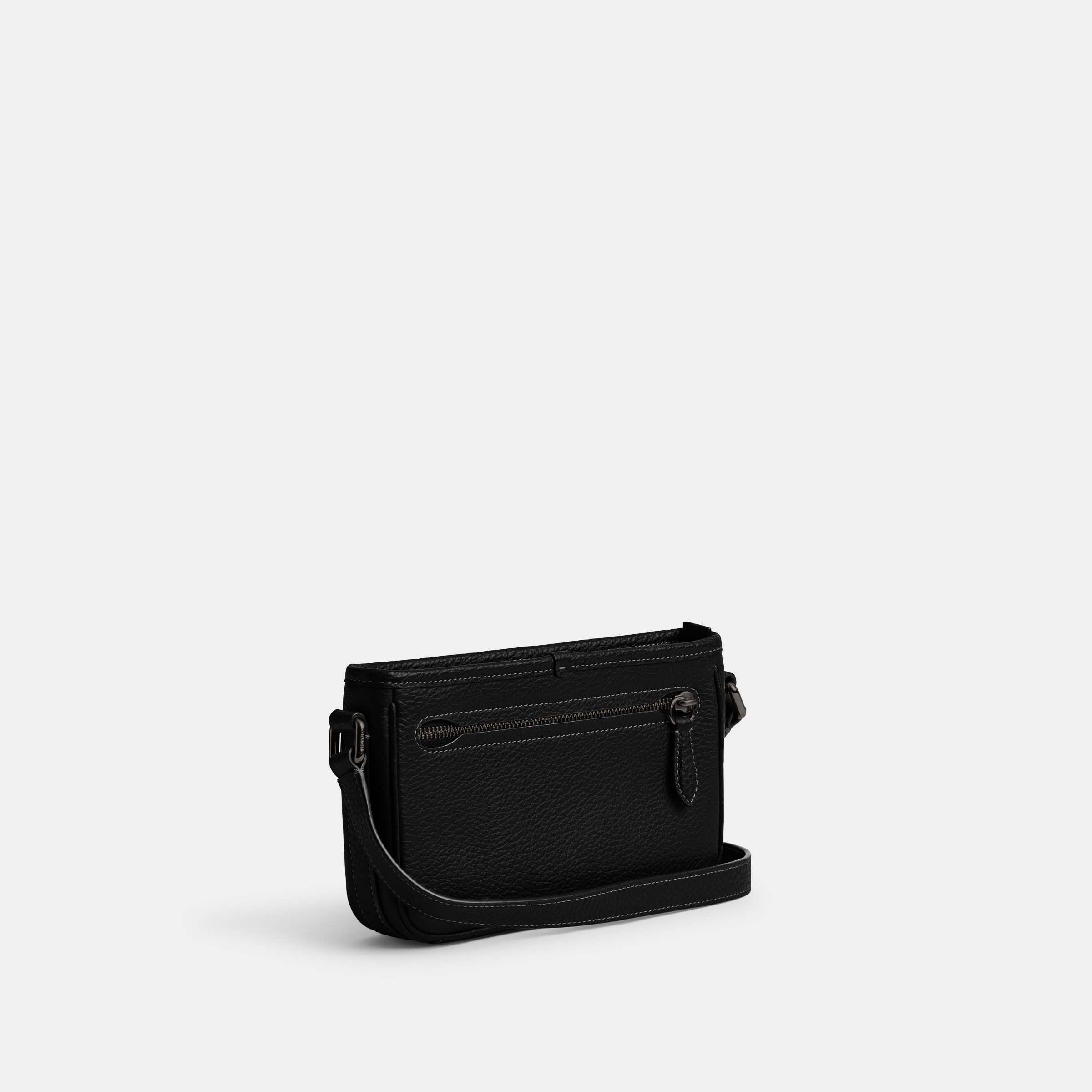 COACH Beck Slim File Bag Crossbody in Pebble Leather - Black Leather Crossbody Bag for Women, Perfect for Work, Travel & Everyday Use