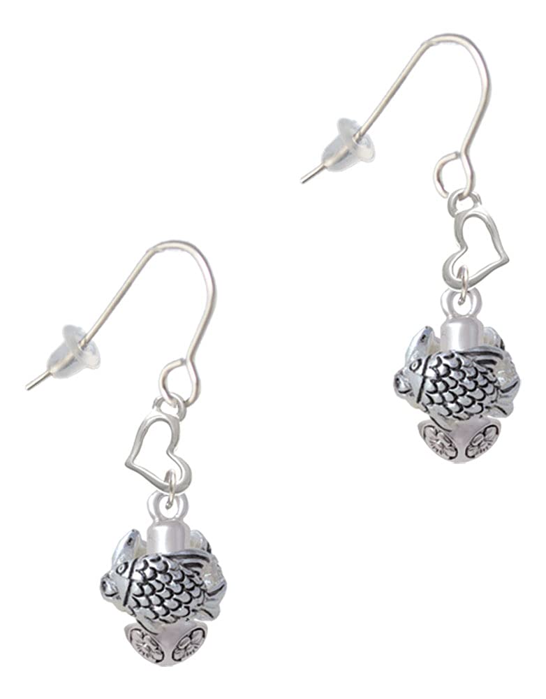 Delight Jewelry Sterling Silver Seaside Spinner Small Heart French Hook Earrings - Perfect for Beach Vacations, Date Nights & Gift Giving