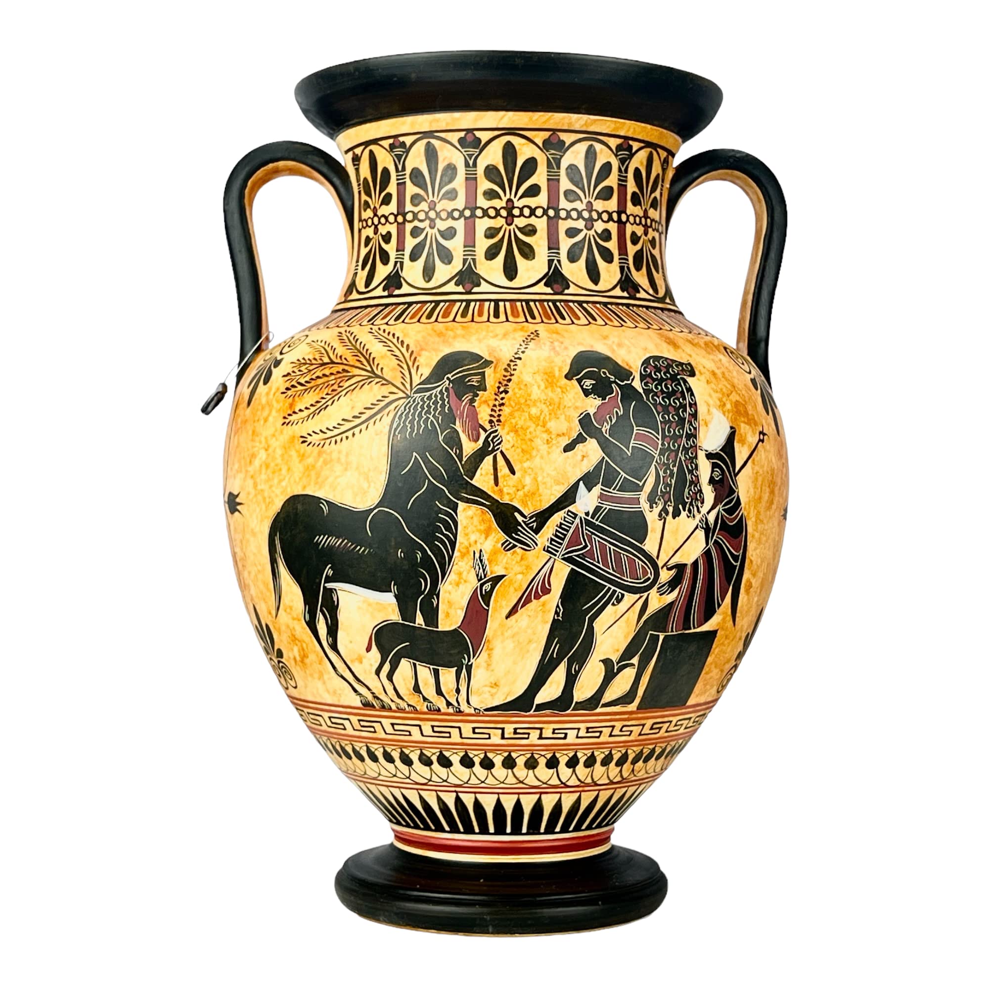 Ancient Greek Pottery Ceramic Vase - Amphora Olive Gathering Heracles Centaur Pholus Design | Handcrafted Art for Home Decor, Museum Replica & Greek Mythology Lovers