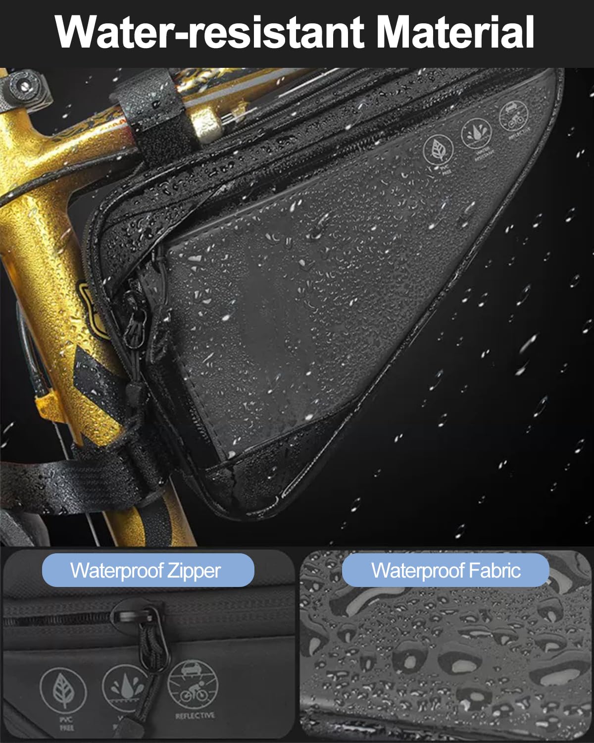 Reflective Waterproof Bike Frame Bag - Triangle Bicycle Storage Pouch for Phone, Wallet, Keys & Tools - Durable Cycling Accessories for Mountain, Road & Commuter Bikes - Perfect for Daily Commutes, Long Rides & Outdoor Adventures