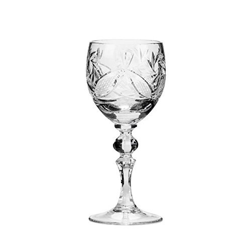 Premium 7-Piece Vintage Cut Crystal Liquor Decanter Set - 12oz Russian Crystal Vodka Carafe with 6 Sherry Glasses (D4184 + WG6701) | Elegant Barware for Home Entertaining, Wedding Gifts & Whiskey Tasting