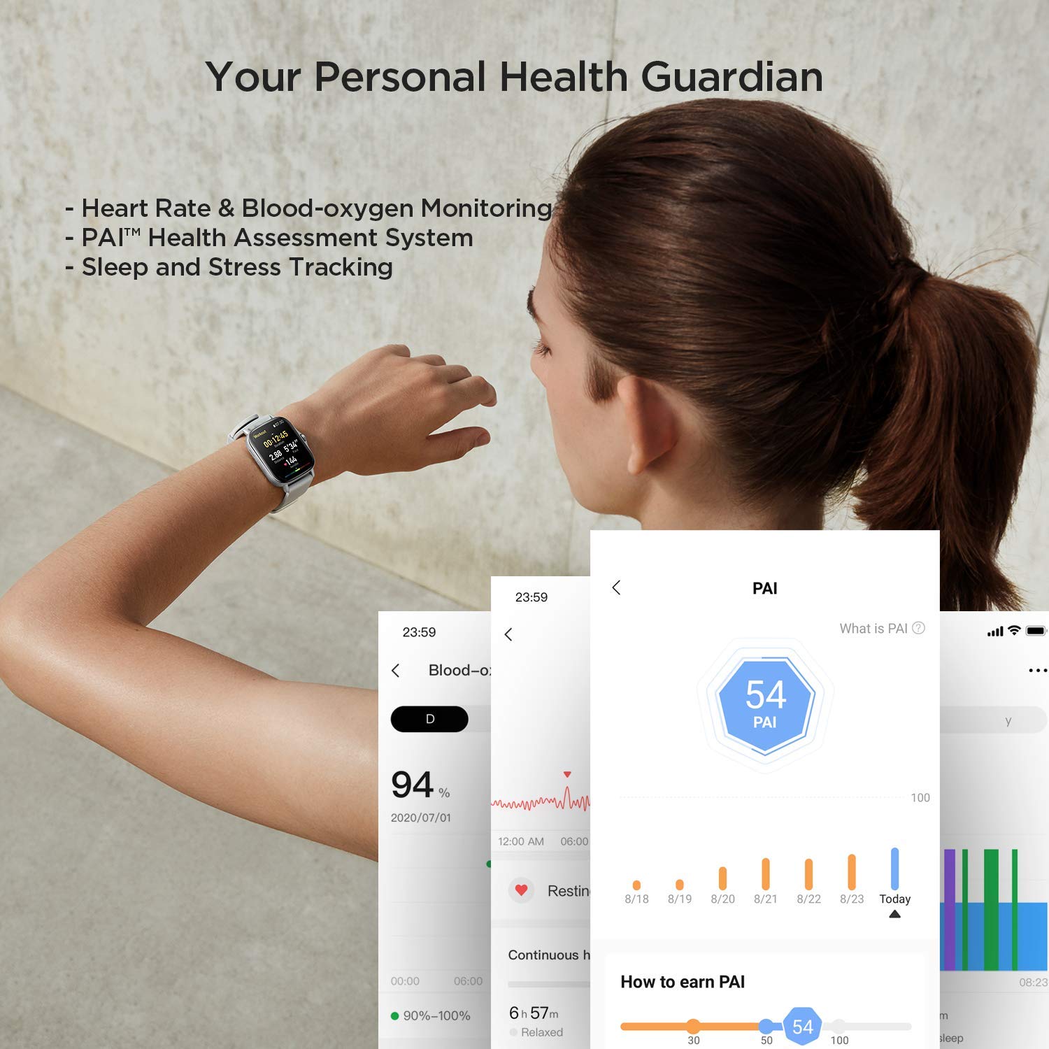 Amazfit GTS 2 Smart Watch for Men & Women - Compatible with Android & iPhone, Bluetooth Call, Alexa Built-in, GPS Fitness Tracker with 90+ Sports Modes, Blood Oxygen/Heart Rate/Sleep Monitor, 5ATM Waterproof (Grey) - Perfect for Running, Swimming & Daily Activity Tracking