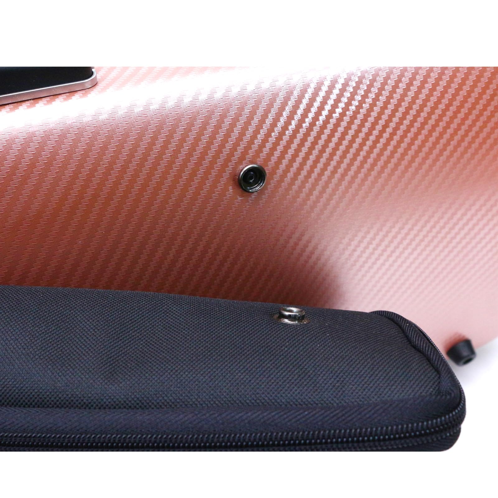 Premium Carbon Fiber Violin Case - Lightweight & Durable Oblong Design for Full Size Violin with Music Sheet Pocket (Rose Gold) - Perfect for Travel, Performances & Music Lessons