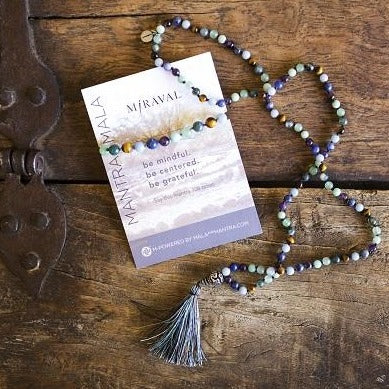 Miraval Mala Necklace - Handmade Buddhist Prayer Beads for Meditation, Yoga & Mindfulness | Spiritual Jewelry Gift for Women & Men | Perfect for Daily Practice, Stress Relief & Positive Energy