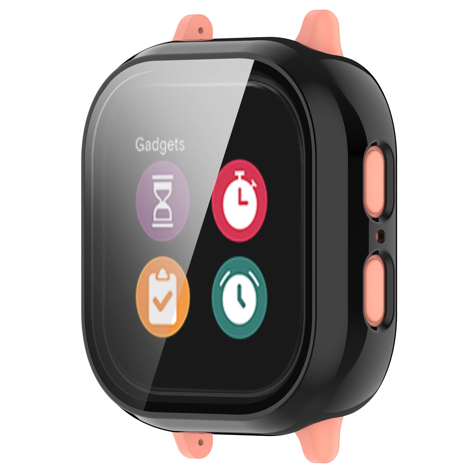 MOTONG Full Coverage PC Protective Case & Tempered Glass Screen Protector for Gizmo Watch 2 - Durable Scratch-Resistant Cover (Black) | Perfect for Kids' Outdoor Activities, School & Sports Protection