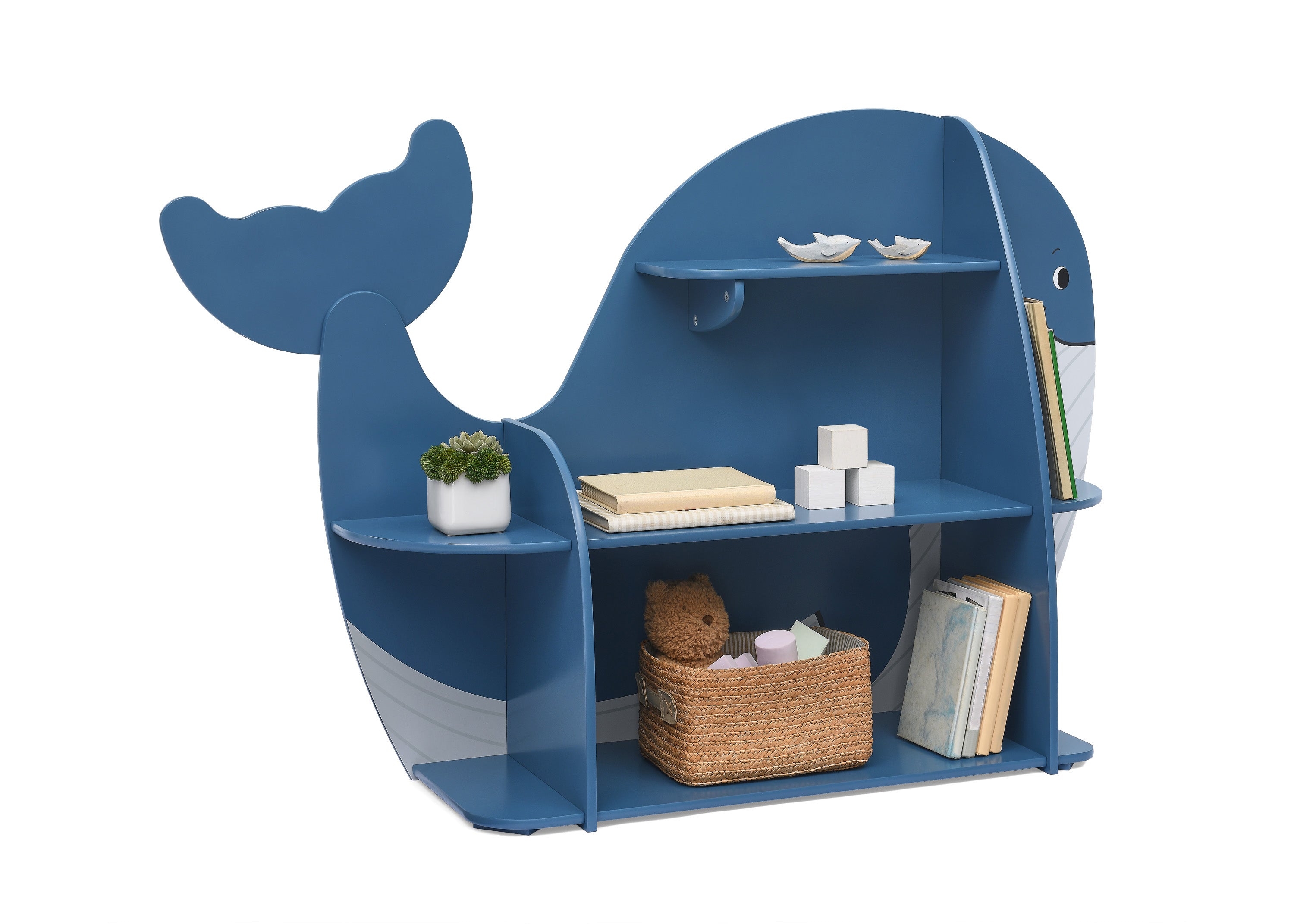 Whale Bookcase - Greenguard Gold Certified Kids Bookshelf for Nursery, Playroom & Classroom - Eco-Friendly & Safe Wooden Storage Organizer