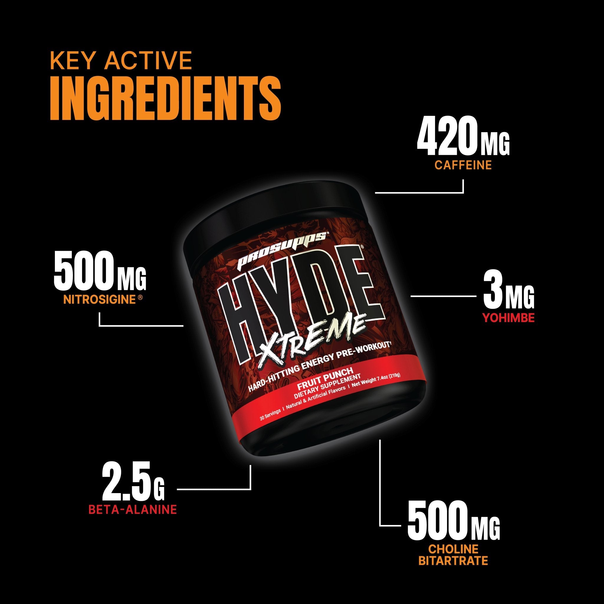 Pro Supps HYDE Xtreme Pre-Workout Powder - Energy & Strength Booster for Gym, Fitness & Bodybuilding | Best for Intense Training & Muscle Growth