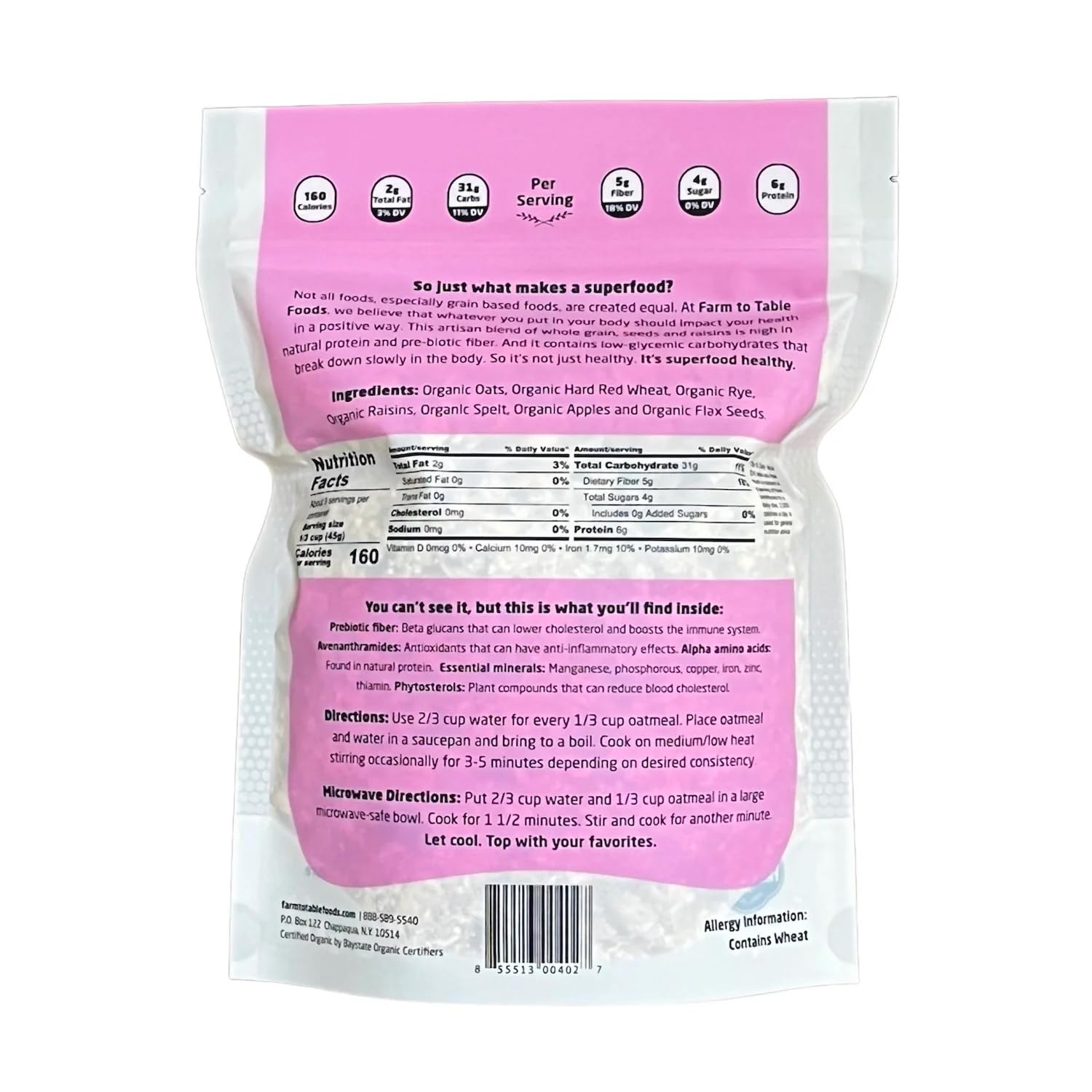 Organic Oatmeal Variety Pack - High-Protein, Plant-Based, Unsweetened, Non-GMO, Farm to Table Foods - 3 Flavors (Apple Raisin, Whole Grain, Ultimate Organic) - Perfect for Breakfast, Healthy Snacks & Weight Management
