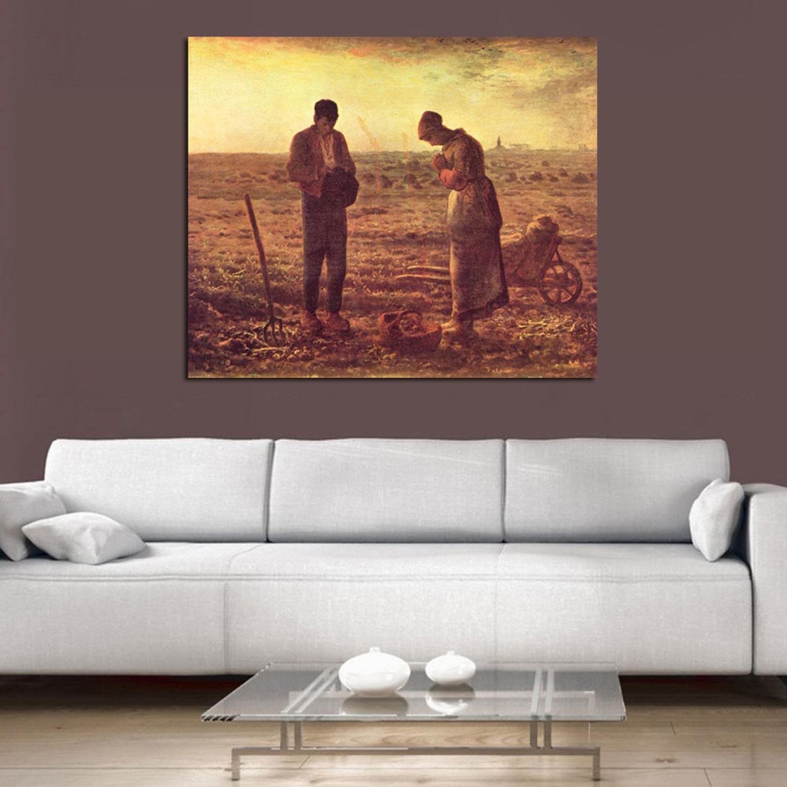 Jean-Francois Millet The Angelus Oil Painting Reproduction - Premium Framed Canvas Print Wall Art (50x60cm) - Perfect for Living Room Decor, Office Art & Home Interior Design
