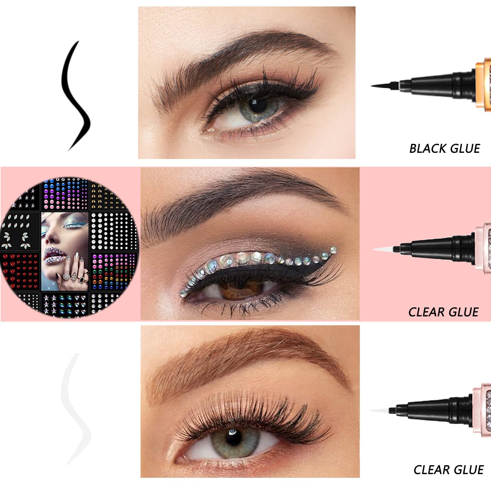 Latex-Free Eyeliner Lash Glue for Sensitive Eyes - Waterproof False Eyelash Adhesive Pen with Strong Hold (1P, Black) | Perfect for Daily Wear, Special Occasions & Professional Makeup
