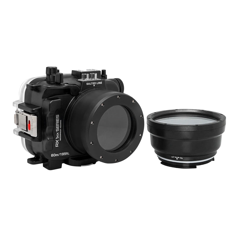Waterproof Housing for Sony RX100 VI/VII - 60M/195FT Depth Rating, 67mm Threaded Macro Port, Saltwater Resistant (Black) - Ideal for Underwater Photography, Snorkeling & Scuba Diving