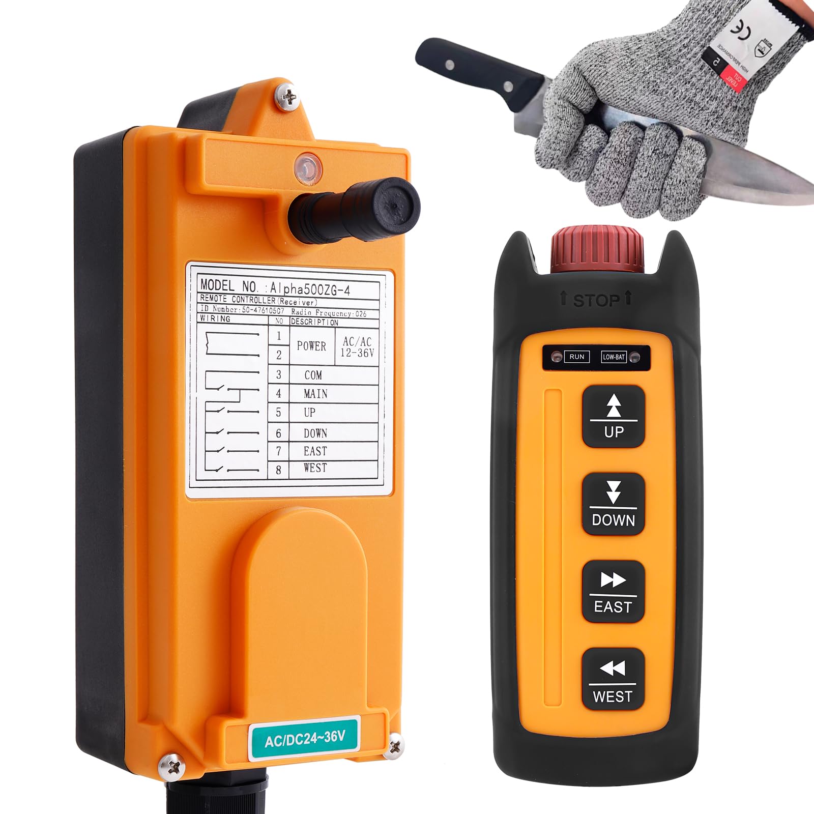 Wireless Electric Chain Hoist Crane with 4-Channel Radio Remote Control - 110V AC Receiver & Mini Transmitter for Industrial Lifting, Trailers, and Warehouses