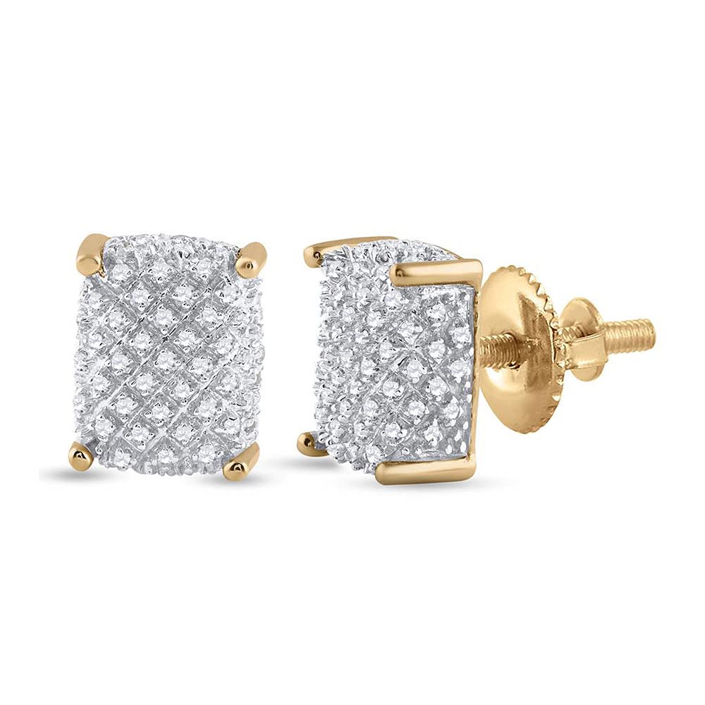 10Kt Yellow Gold Men's Round Diamond Cluster Earrings - 1/3 Cttw Stud Earrings for Gifts, Weddings & Special Occasions