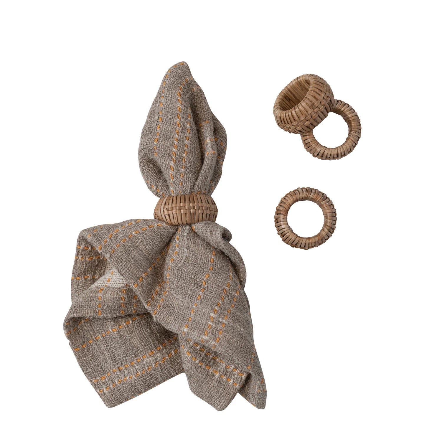 Hand Woven Rattan Napkin Rings Set of 6 - Natural Boho Tableware for Dinner Parties, Weddings & Home Decor - Eco-Friendly Place Setting Accessories