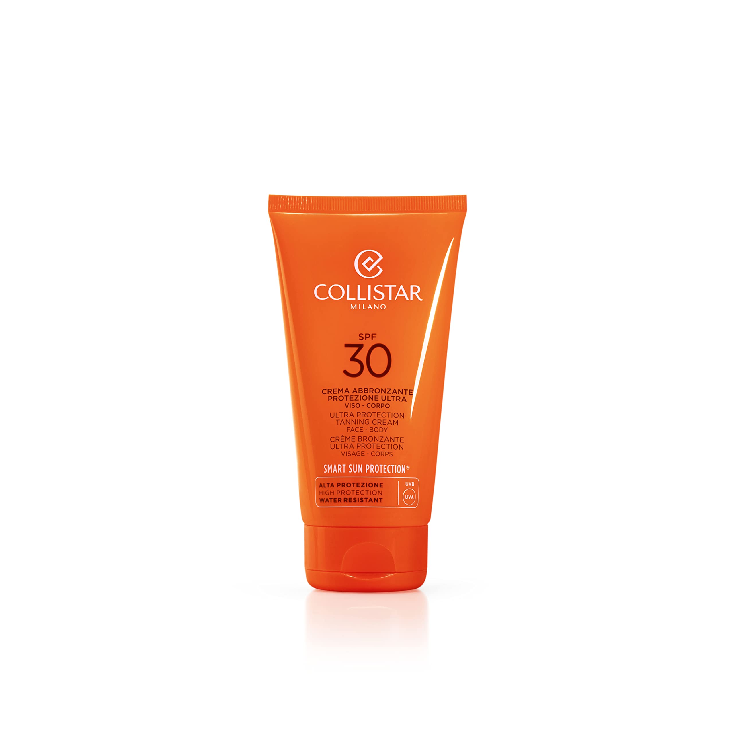 Collistar Ultra Protection Tanning Cream SPF 30 - Face & Body Sunscreen for Golden Tan - Protects Capillaries, Spots & Tattoos - Enriched with Vitamin E & Almond Oil (150ml) - Perfect for Beach, Pool & Outdoor Activities