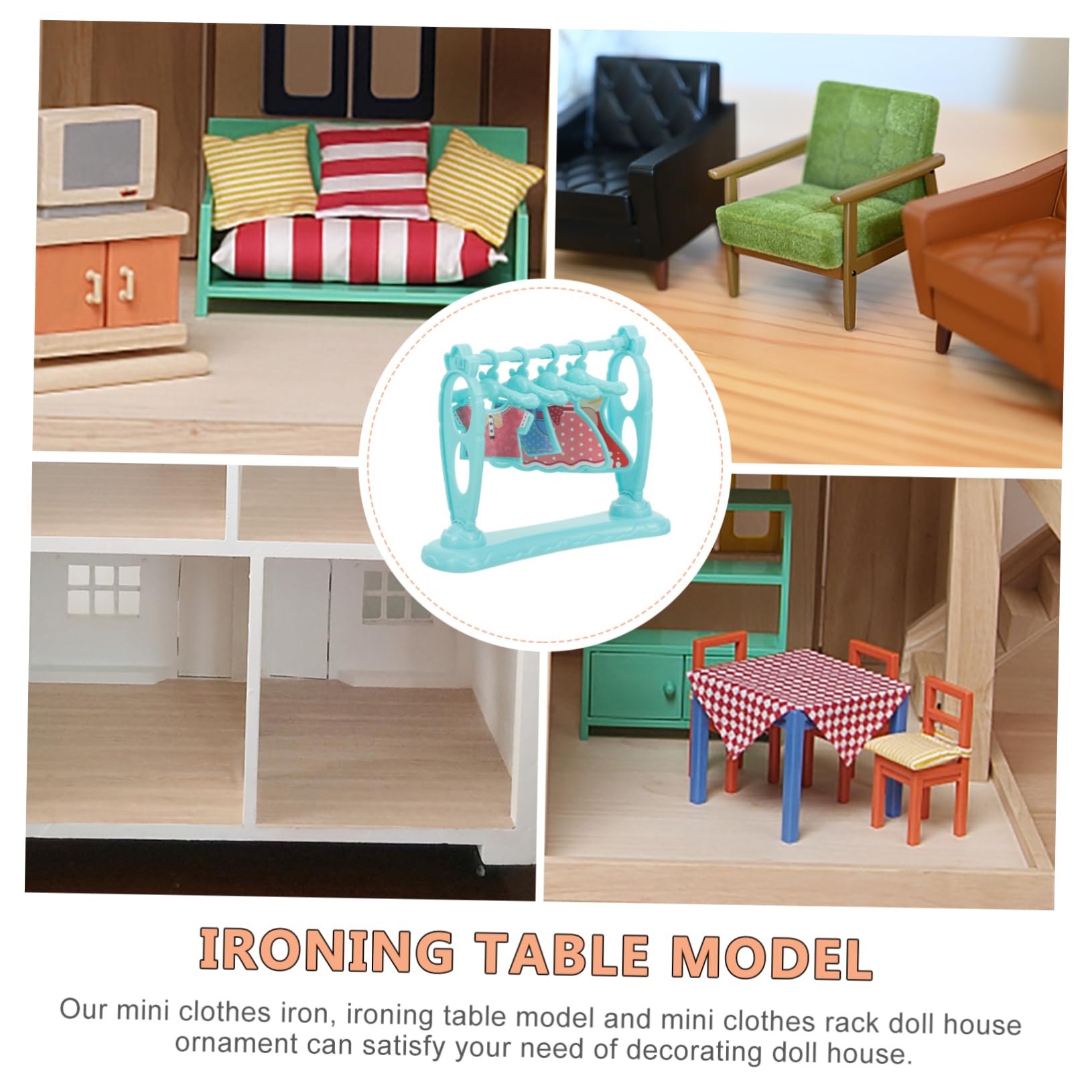 DOITOOL Mini Ironing Station with Clothes Rack - Realistic Dollhouse Accessories for 1:12 Scale Dolls - Perfect for DIY Dollhouse Decor & Miniature Scene Setup