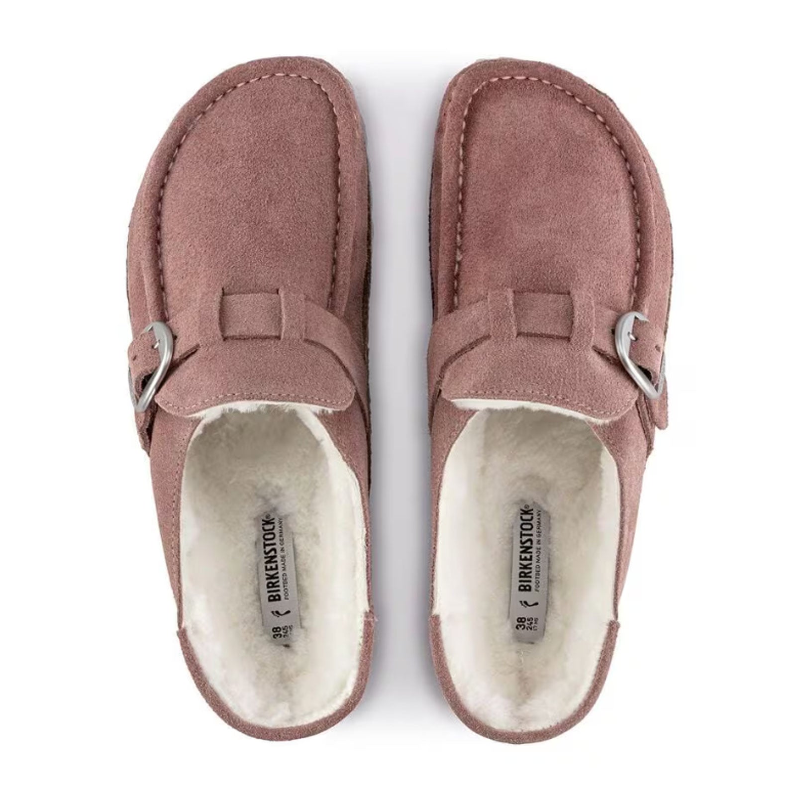 Birkenstock Buckley Narrow Clog for Women - Pink Clay Suede with Natural Shearling Lining | Comfortable Slip-On Clogs for Home, Office & Casual Wear