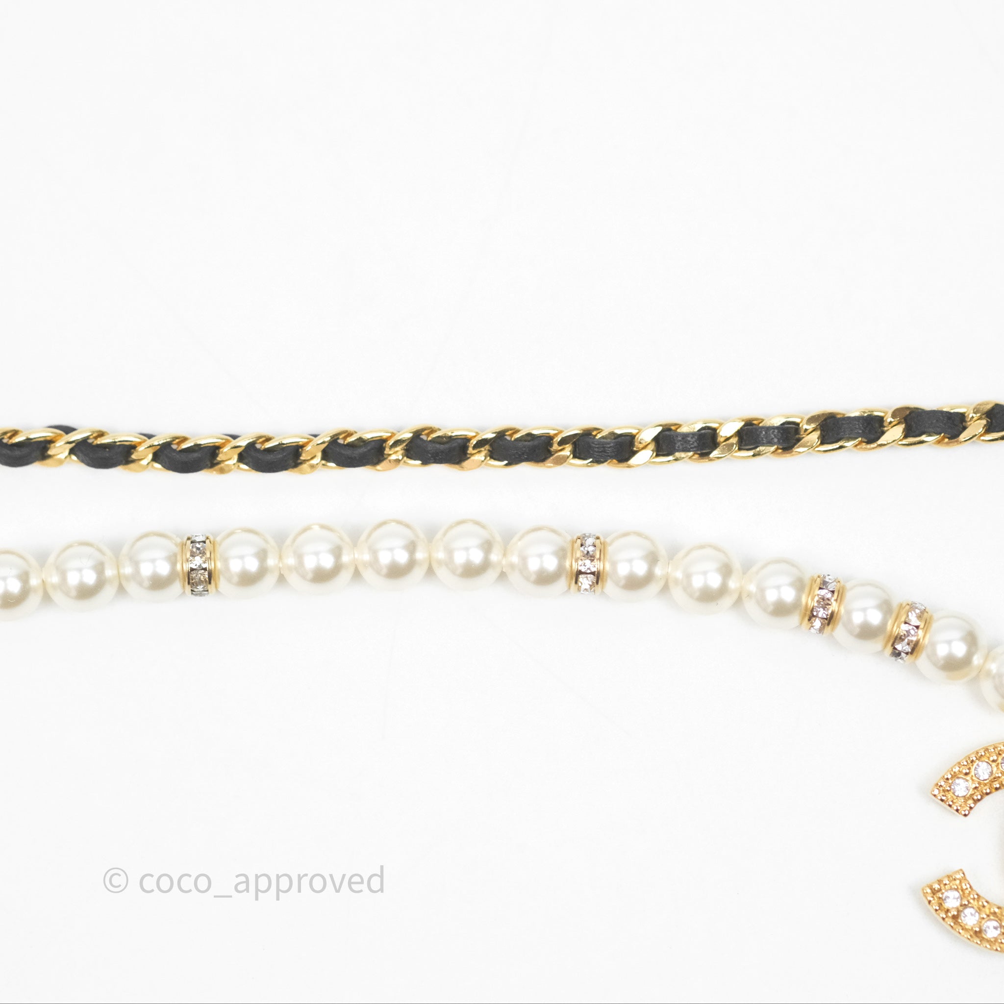 Chanel CC Pearl Crystals Double Layer Necklace 24K Gold Plated Women's Jewelry for Party, Wedding & Special Occasions