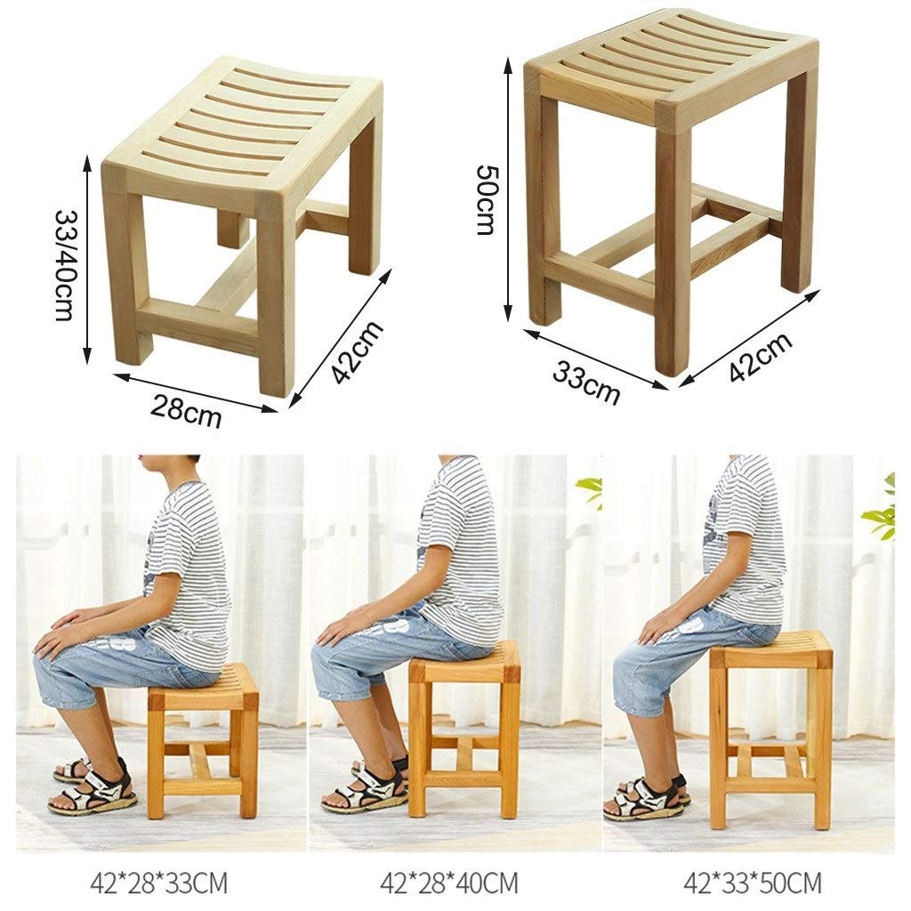 Premium Wooden Shower Bench - Heavy Duty Bathtub Seat with Anti-Slip Surface, Tool-Free Assembly, Lightweight & Durable Design for Elderly, Disabled & Handicap Accessibility (42×28×33cm) - Ideal for Safe Bathing, Spa Relaxation & Senior Care