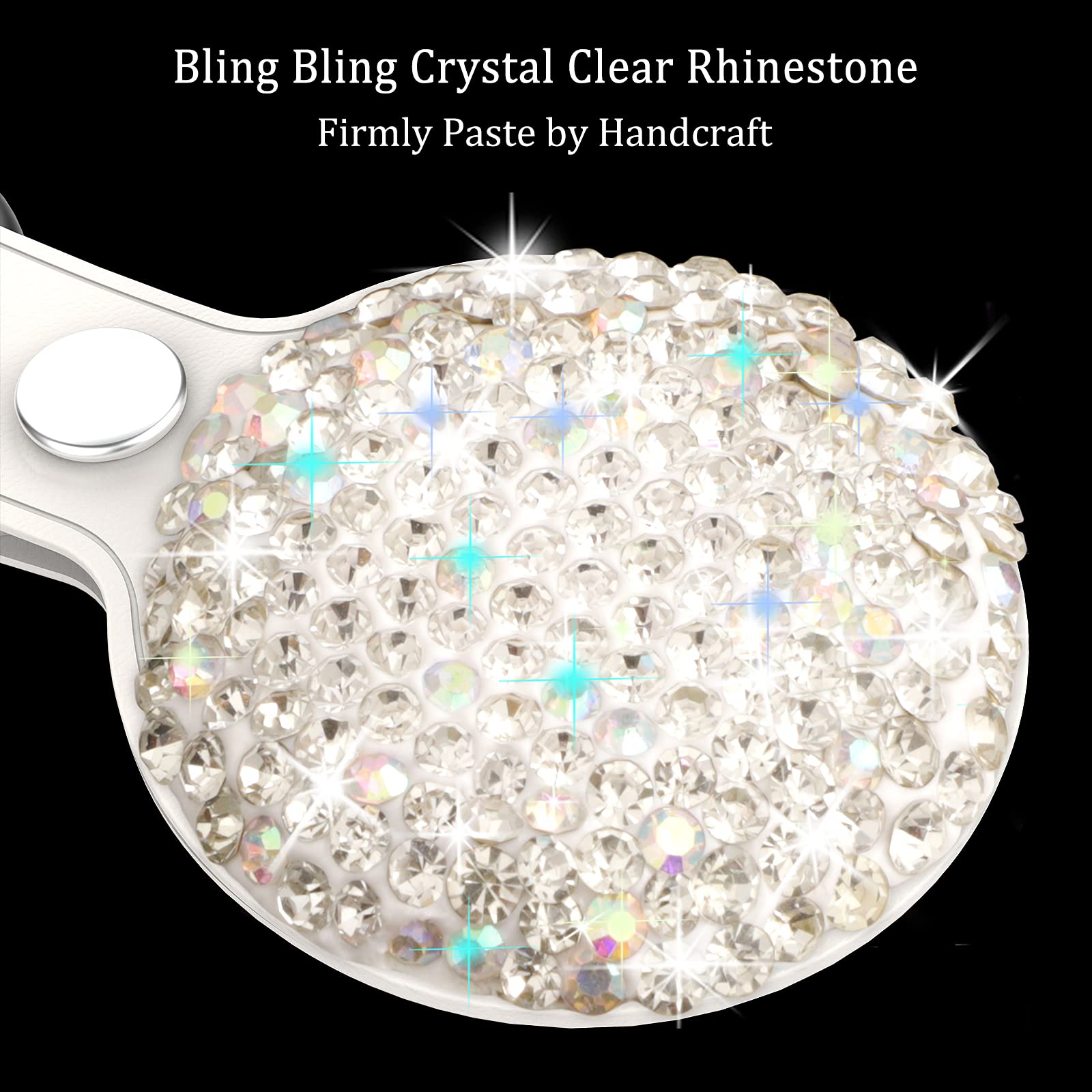Sparkly Rhinestone Leather AirTag Case for Apple AirTag - Bling Keychain Holder with Extra Strong Key Ring | Perfect for Tracking Keys, Bags & Luggage | Great Birthday & Christmas Gift
