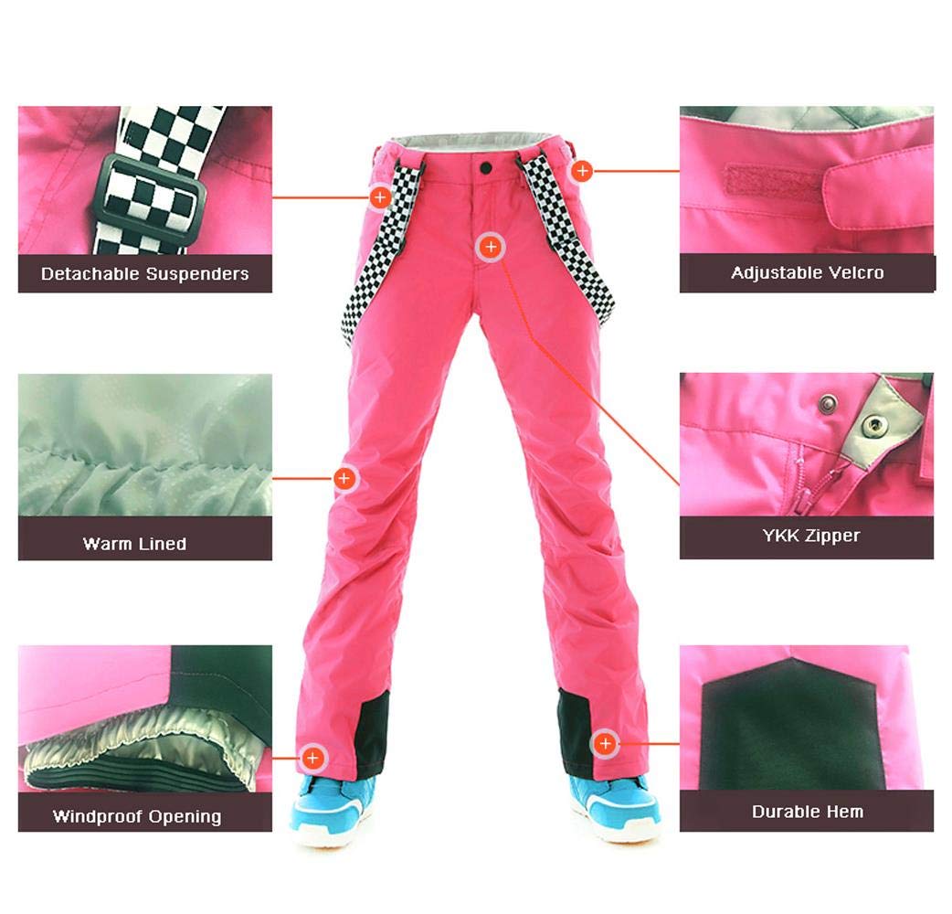 Women's Waterproof Windproof Ski Suit Set - Winter Snow Jacket & Bib Pants for Snowboarding & Skiing | Warm Hooded Snowsuit for Outdoor Winter Sports & Cold Weather Activities