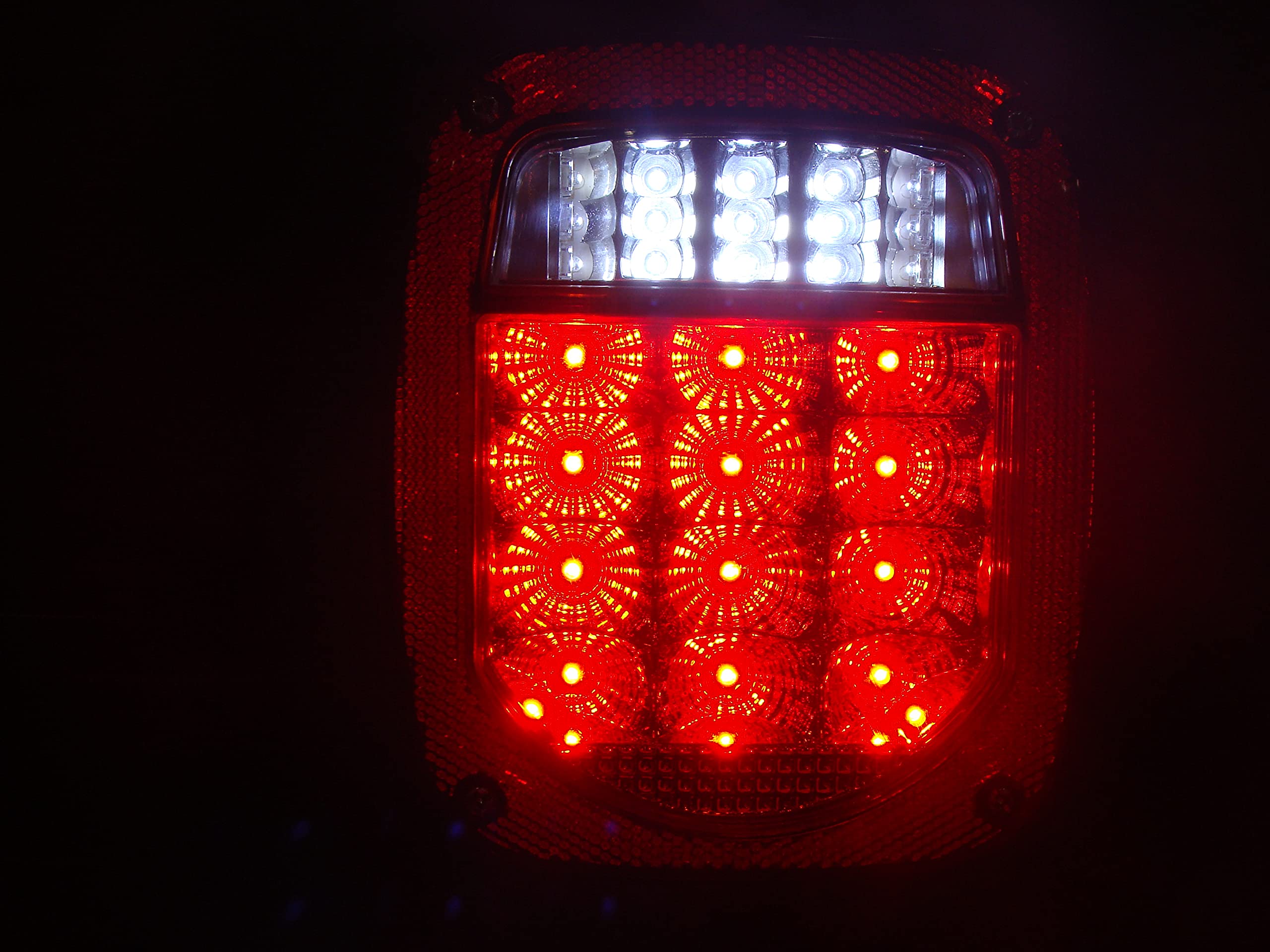 Jeep LJ TJ CJ YJ Truck & Trailer Replacement LED Tail Lights - Bright Red Lens with LED License Plate Lights | Off-Road & Street Legal Lighting Upgrade