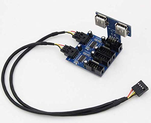 9-Pin USB Expansion Cable for Motherboard - 1 to 4 USB Port Hub Adapter - Upgrade Your PC Setup for Gaming, Office & Home Use