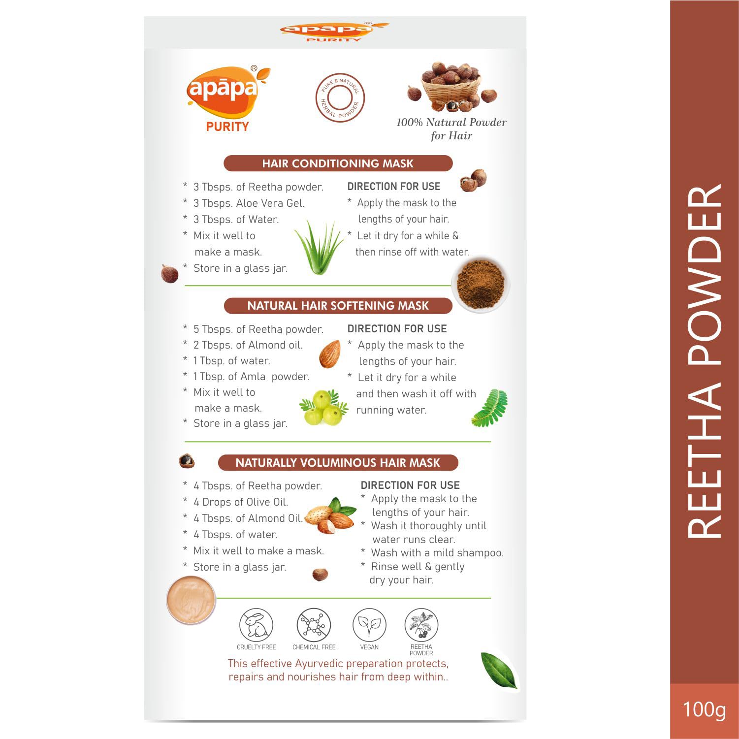 **Organic Reetha Powder Hair Pack - 100% Natural, Chemical-Free Hair Cleanser for pH Balance, Shine & Dandruff Control | Reduces Hair Fall, Softens & Strengthens Hair | Vegan, Cruelty-Free (100g) – Ideal for Daily Hair Care & Scalp Treatment**